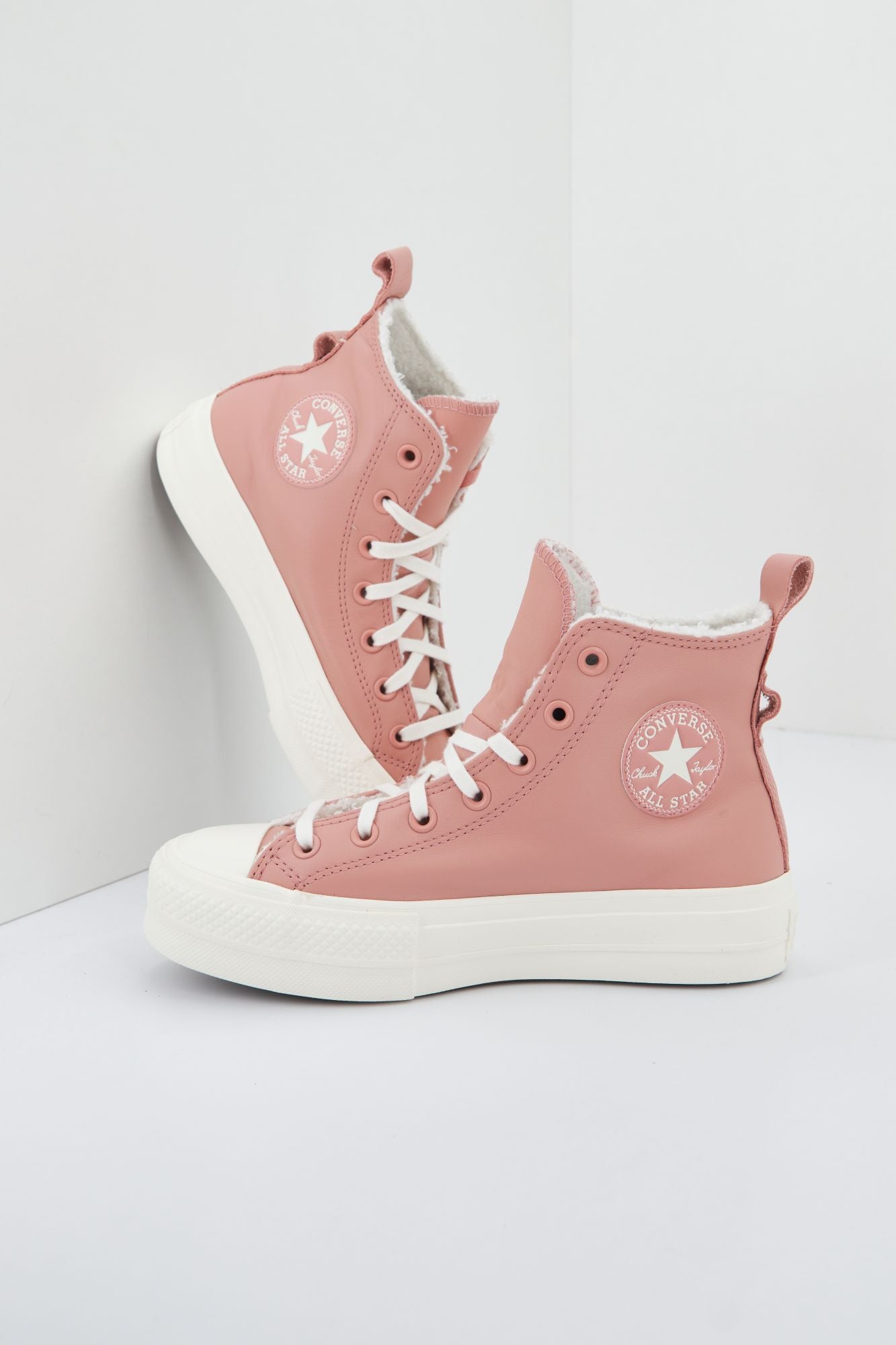 CONVERSE LIFT PLATFORM LINED LEATHER en color ROSA (3)