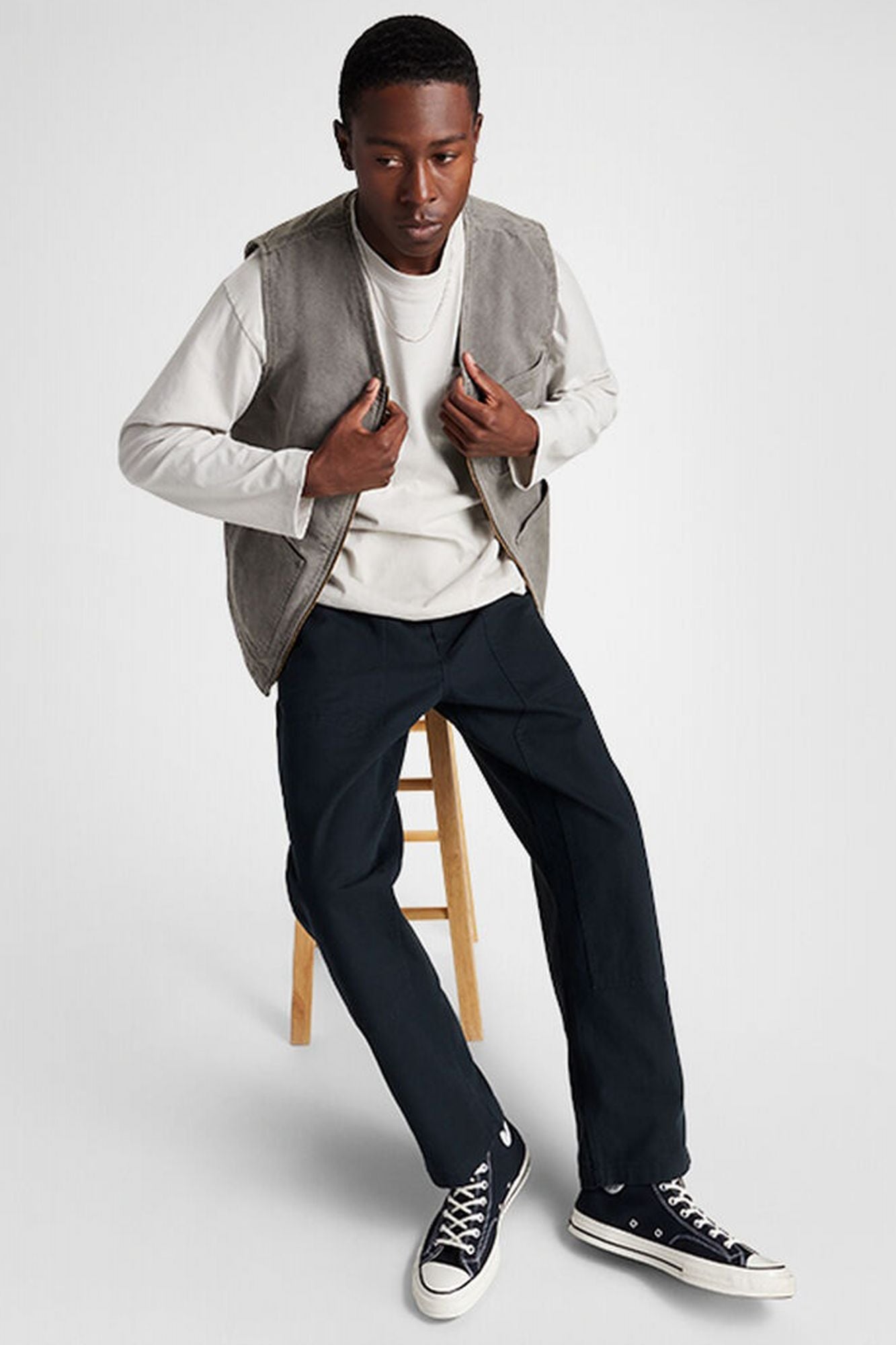 CONVERSE DOUBLE KNEE HARBOR PANTS en color NEGRO (4)