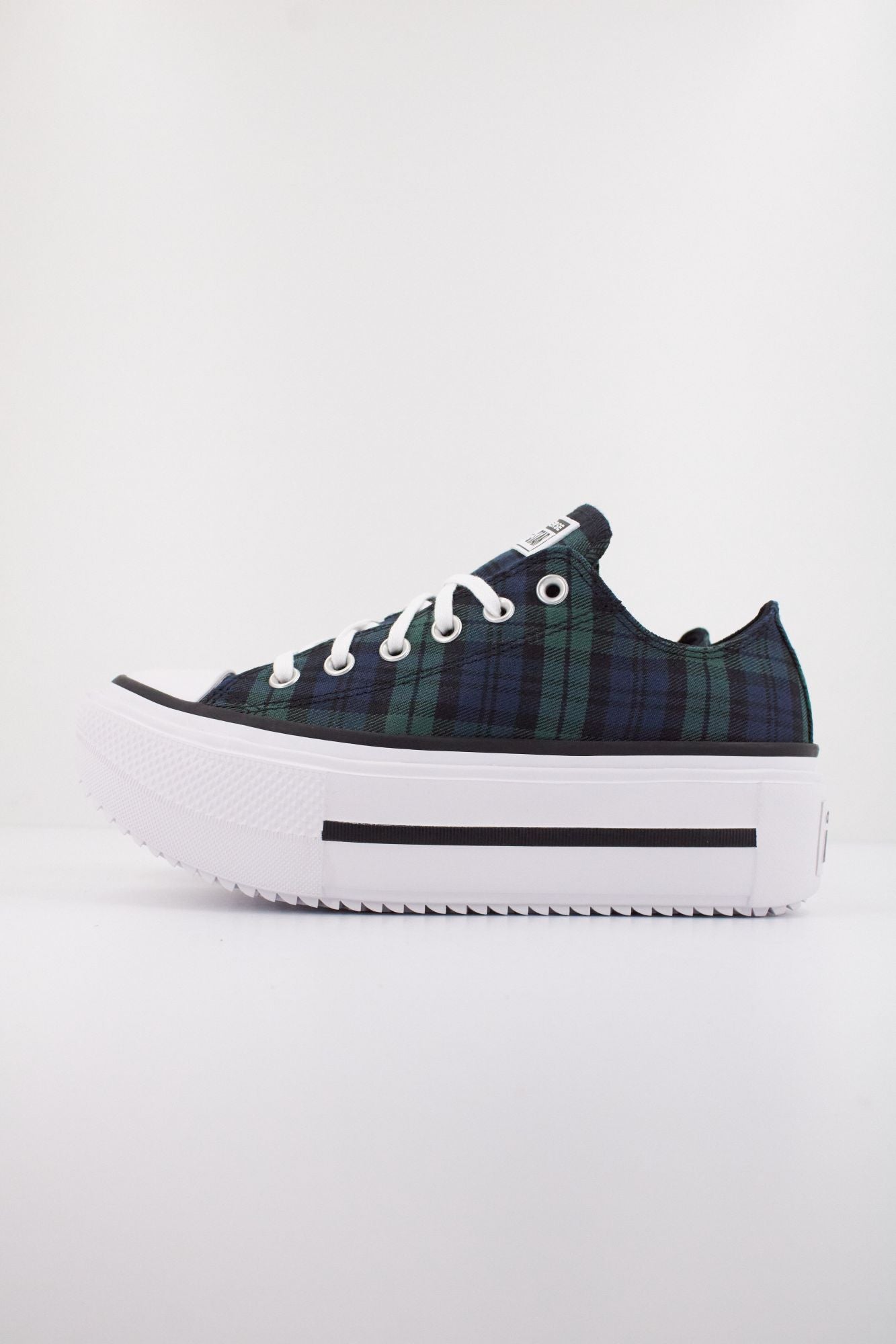 CONVERSE CHUCK TAYLOR ALL STAR LIFT DOUBLE STACK PLATFORM PLAID en color VERDE (1)