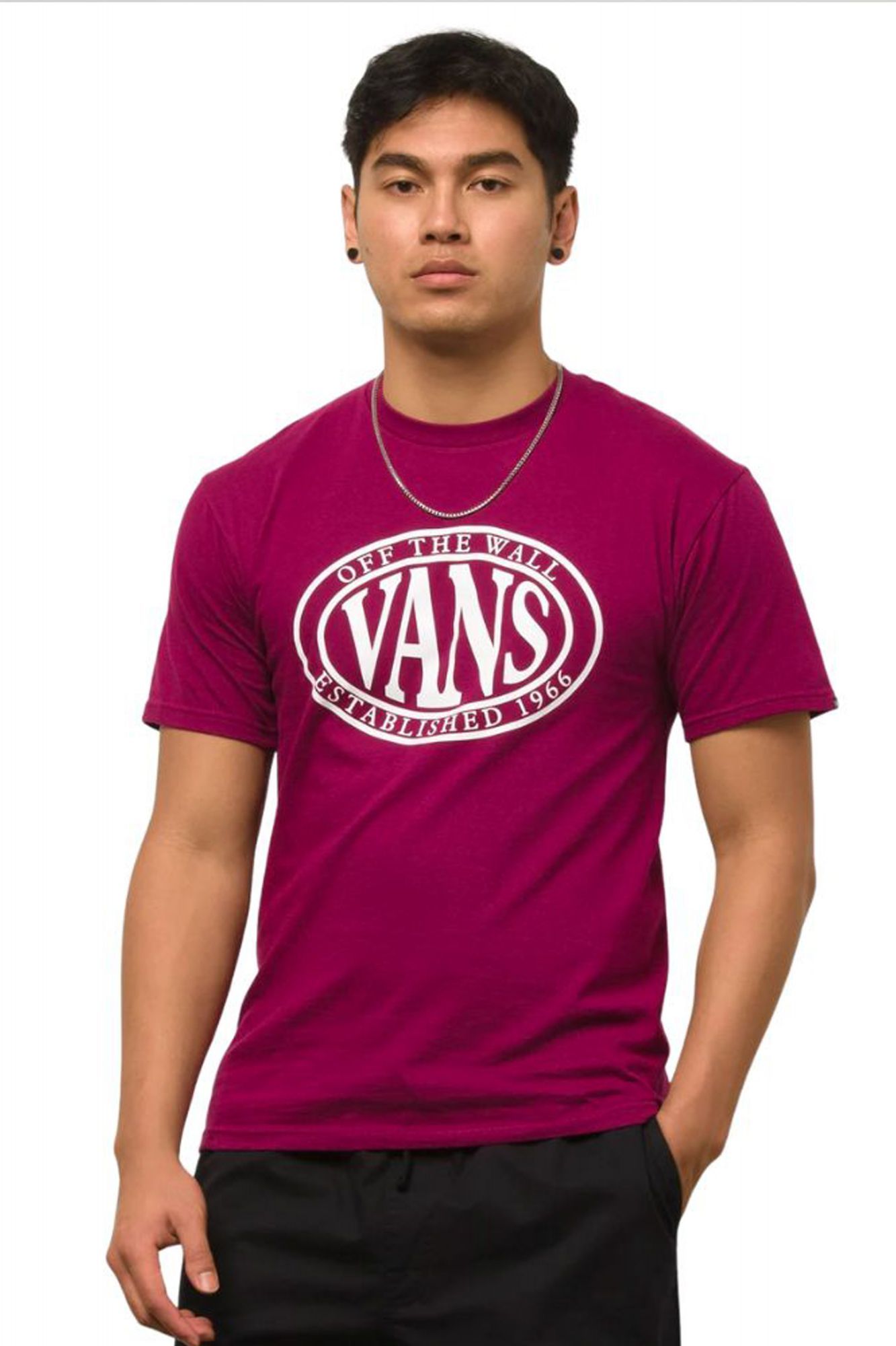 VANS OVAL TYPE SS TEE PURPL en color BURDEOS (1)