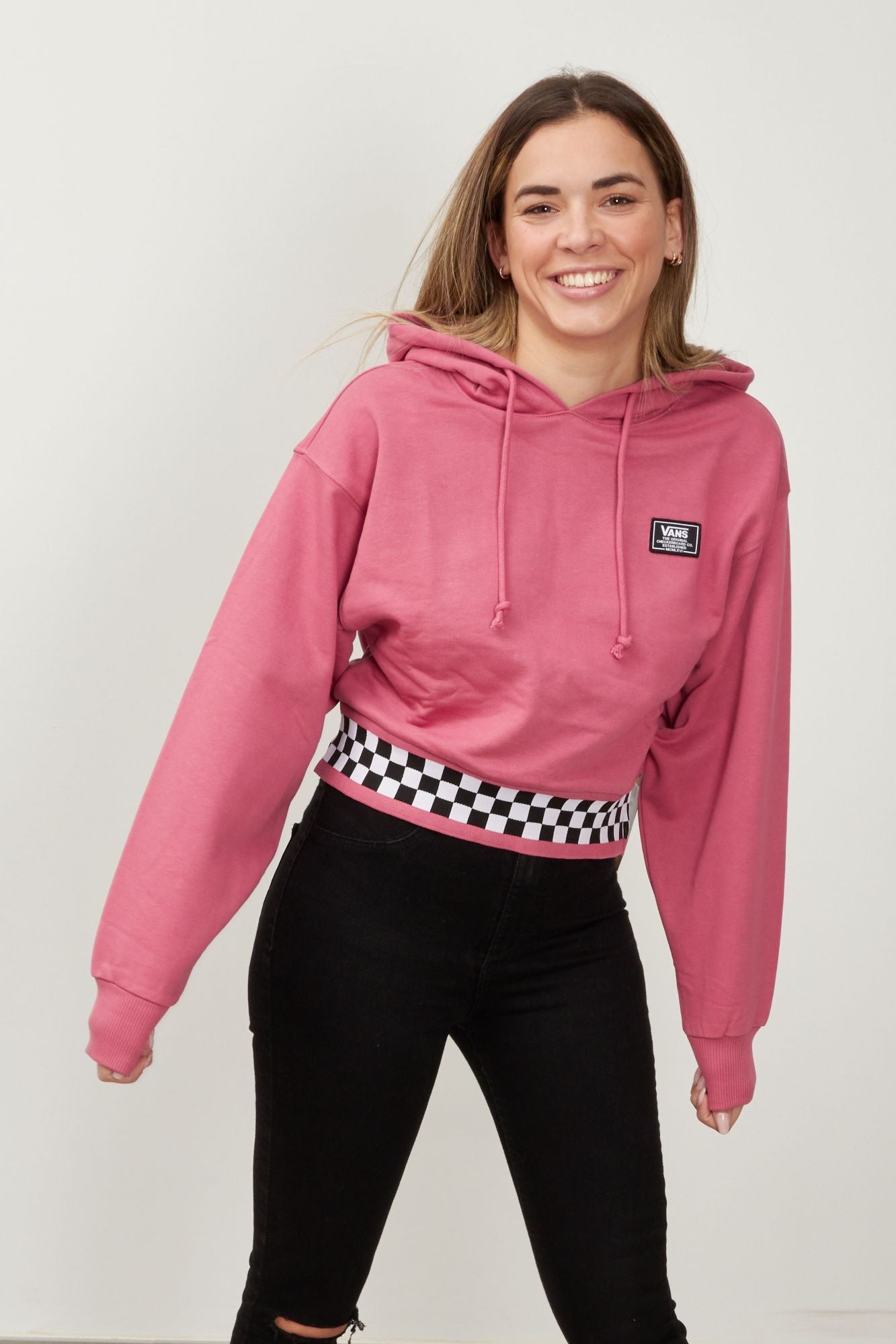 VANS BOOM BOOM CHECK HOODIE en color ROSA (1)