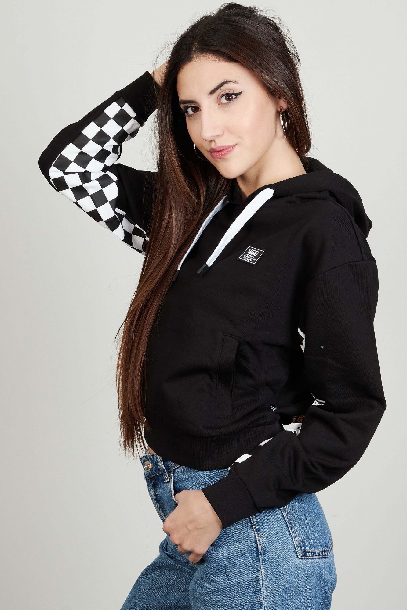 VANS BOOM BOOM CHECK IT HOODIE en color NEGRO (3)