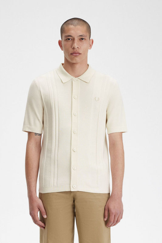 FRED PERRY BUTTON THROUGH KNITTED SHIR en color BLANCO (1)