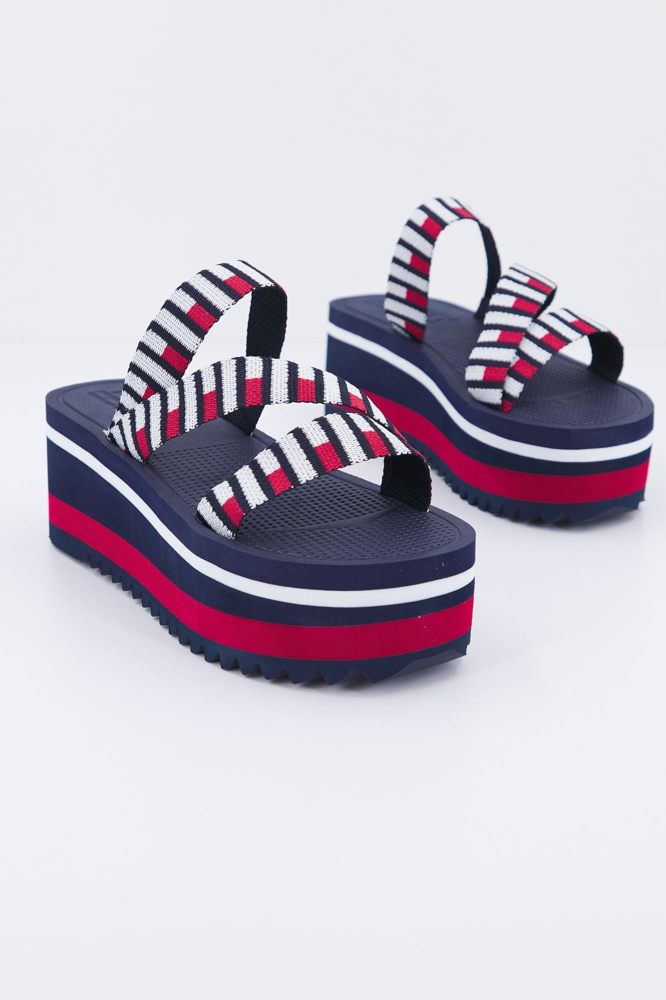 TOMMY JEANS FLAG WEBBING FLATFORM MU en color AZUL (2)