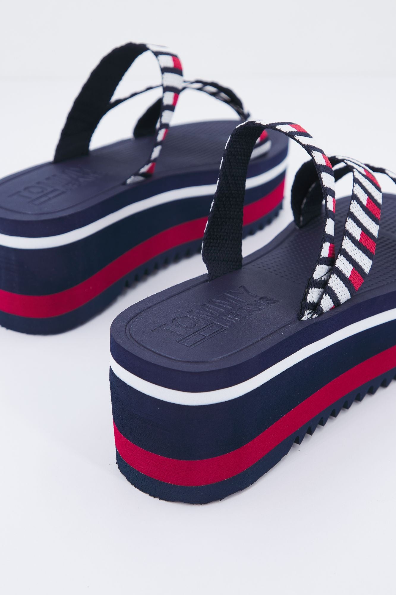 TOMMY JEANS FLAG WEBBING FLATFORM MU en color AZUL (3)