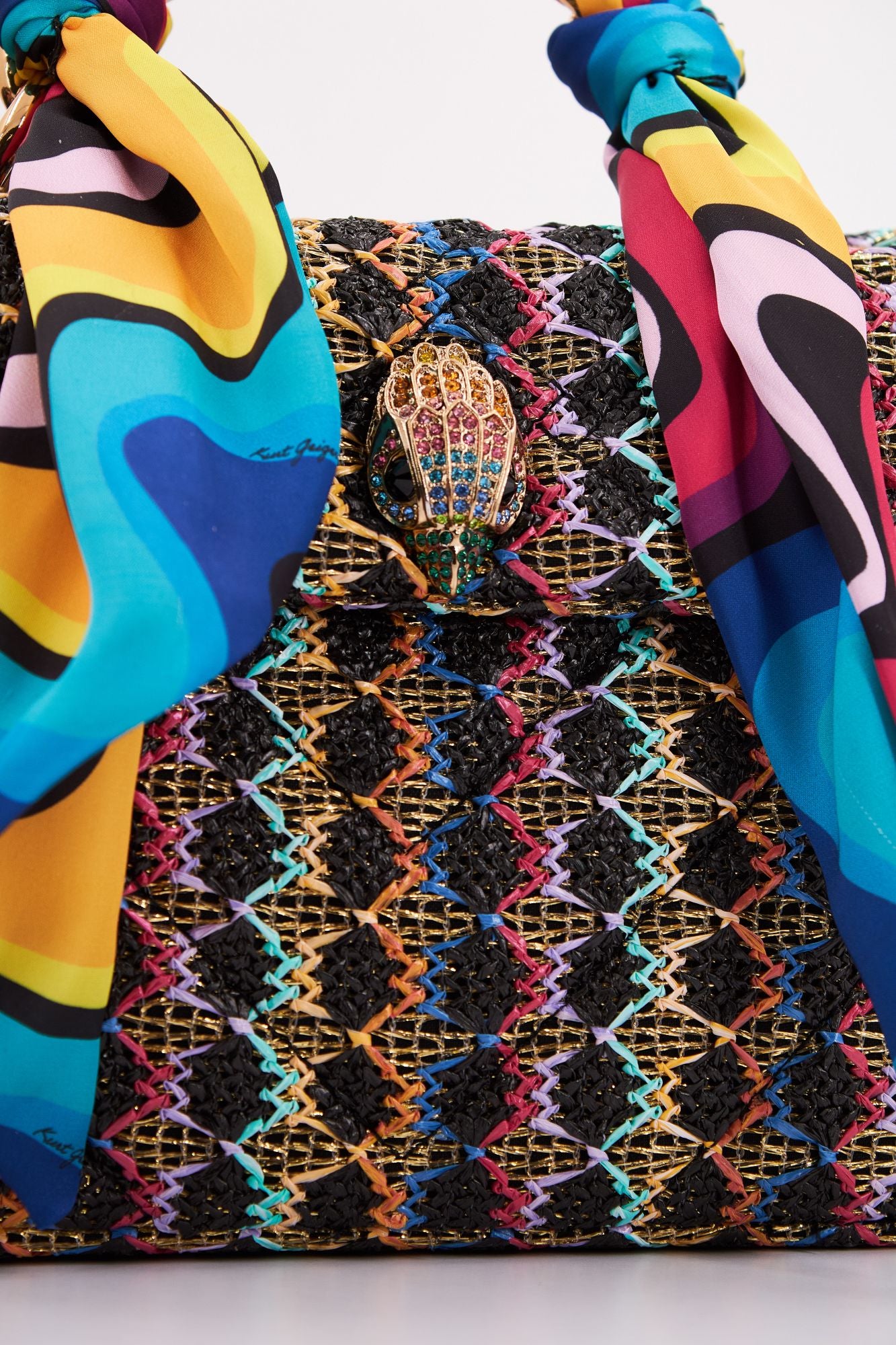 KURT GEIGER LONDON RAFFIA KENSINGTON BAG H en color NEGRO (4)