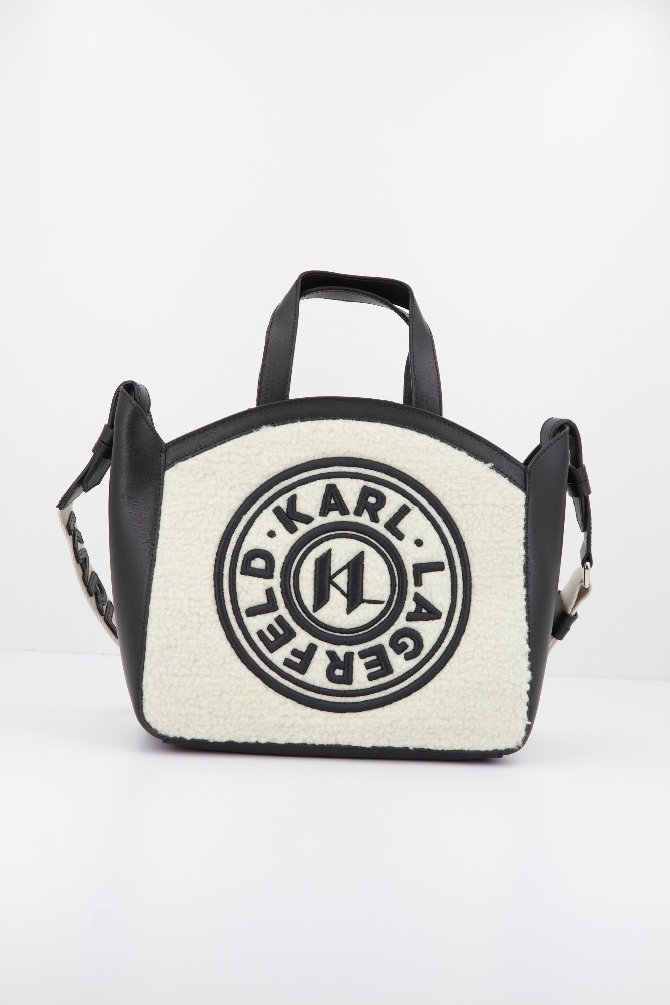 KARL LAGERFELD K/CIRCLE SM TOTE SHEARLING en color BLANCO (1)