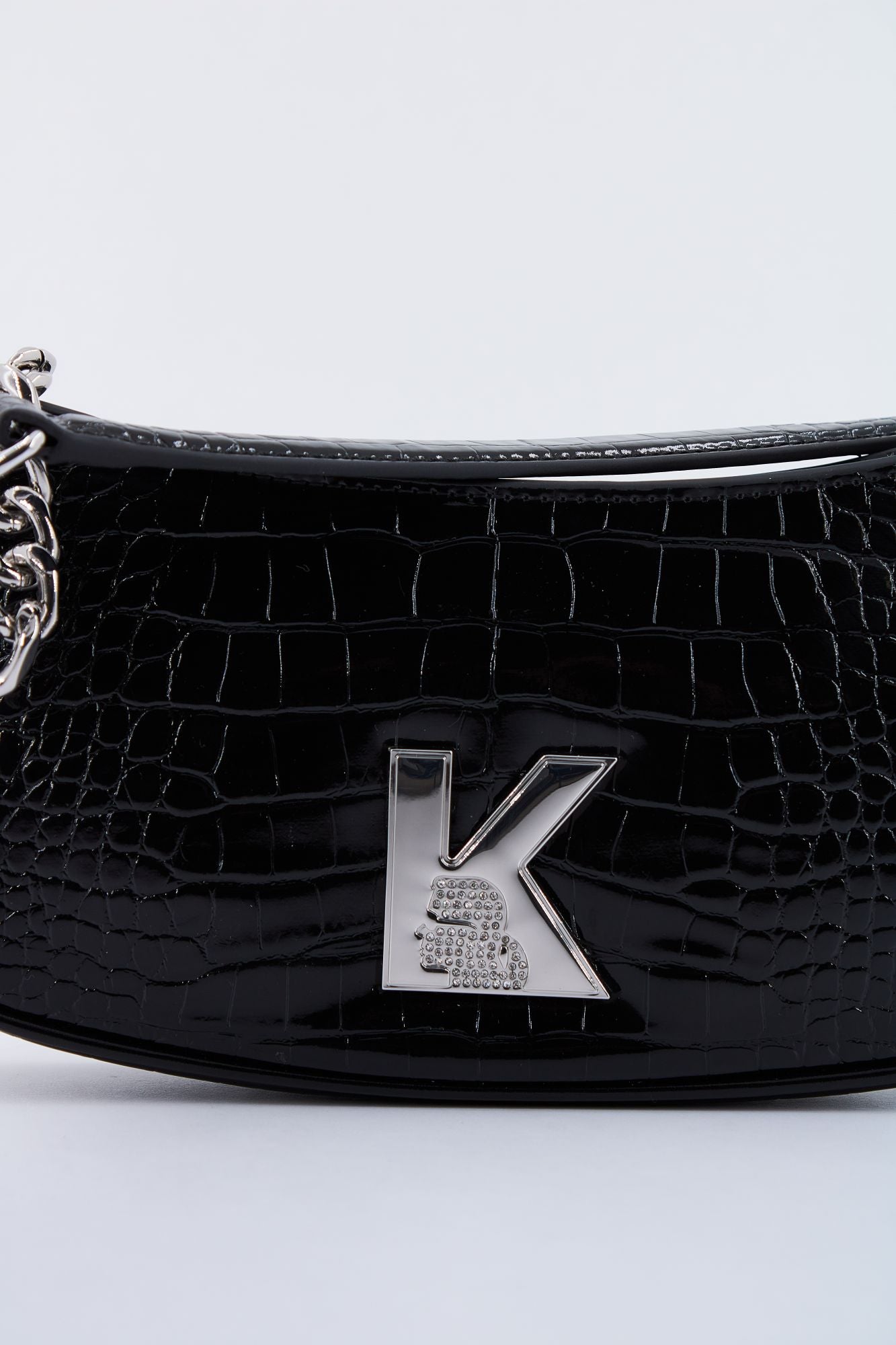 KARL LAGERFELD KAMEO SHOULDERBAG CROC en color NEGRO (4)