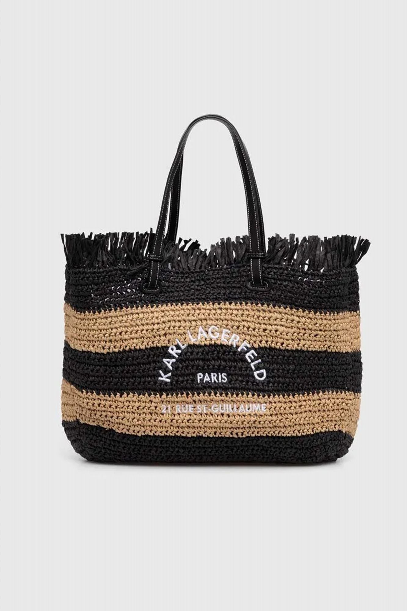 KARL LAGERFELD RSG RAFFIA TOTE STRIPE en color NEGRO (1)