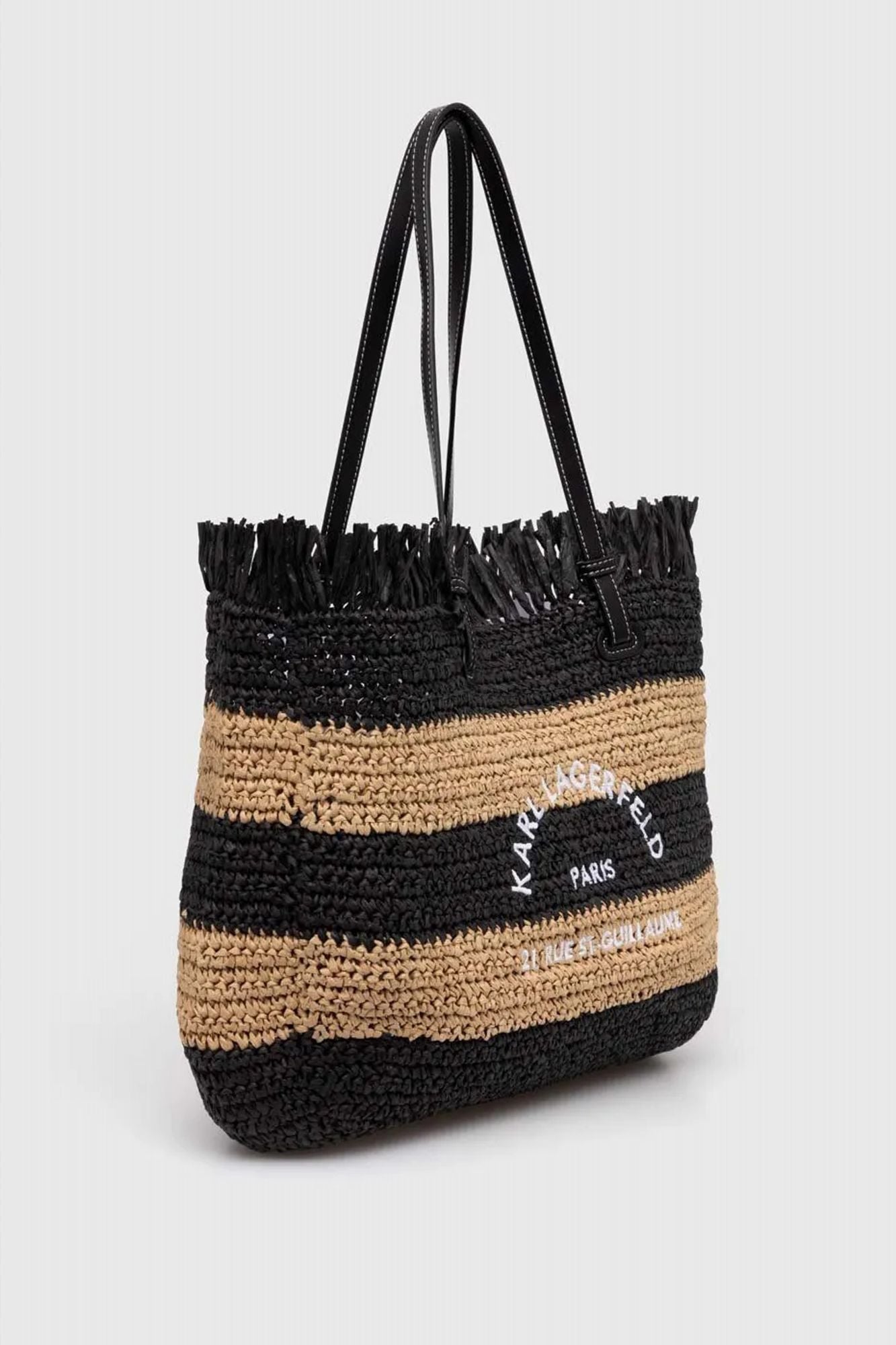 KARL LAGERFELD RSG RAFFIA TOTE STRIPE en color NEGRO (2)
