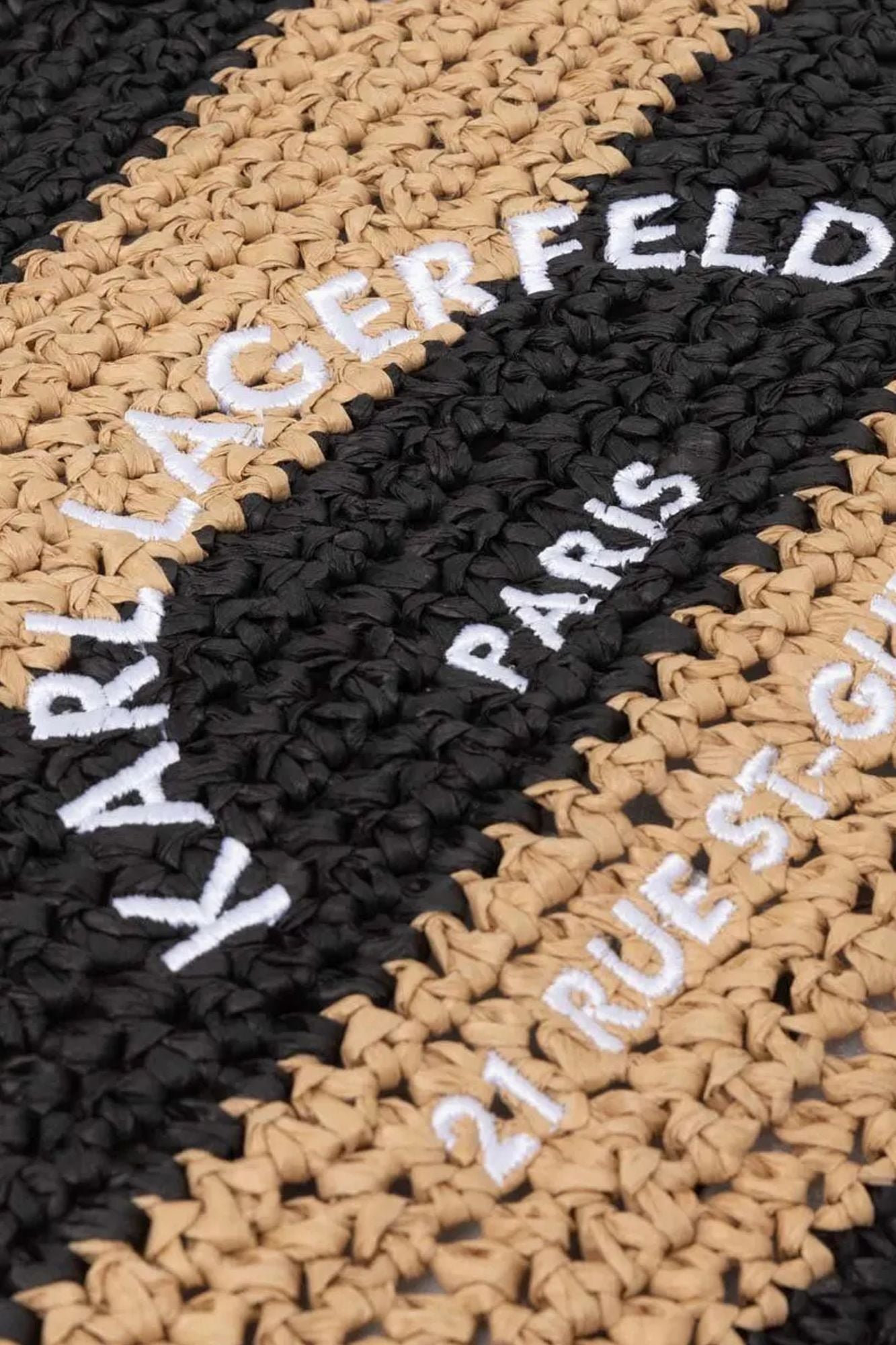 KARL LAGERFELD RSG RAFFIA TOTE STRIPE en color NEGRO (4)