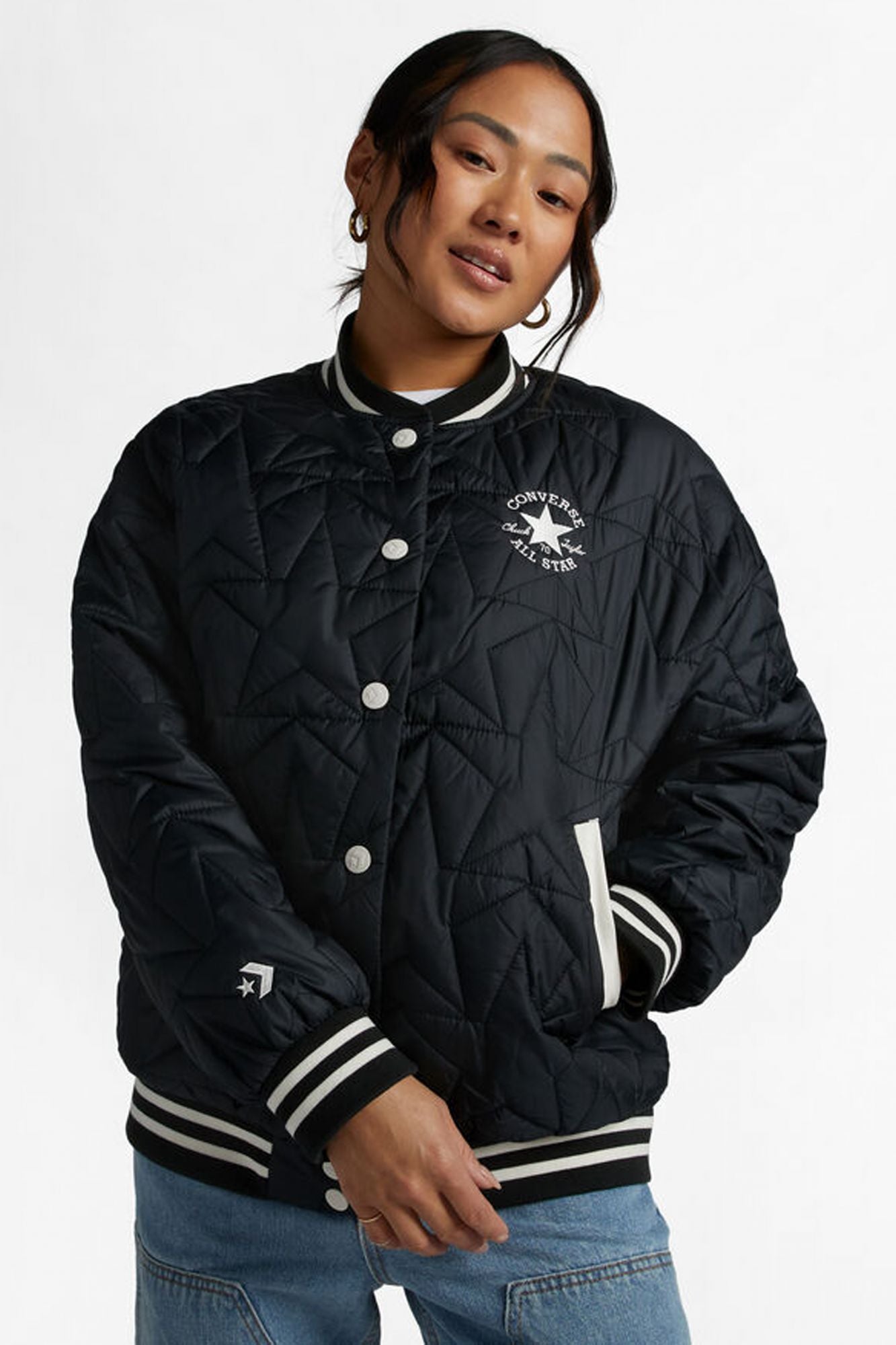 CONVERSE PADDED BASEBALL JACKET en color NEGRO (1)