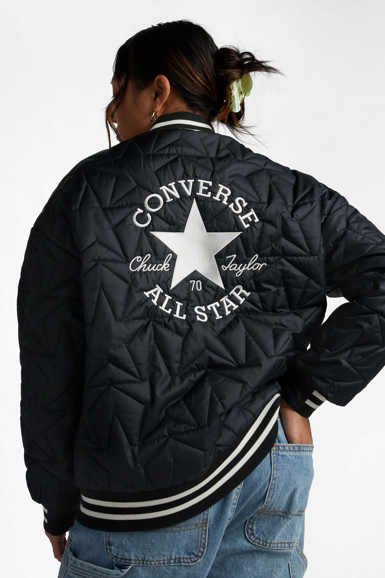 CONVERSE PADDED BASEBALL JACKET en color NEGRO (2)