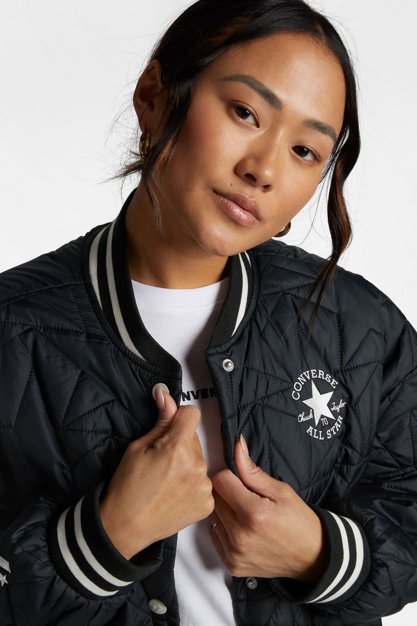 CONVERSE PADDED BASEBALL JACKET en color NEGRO (3)