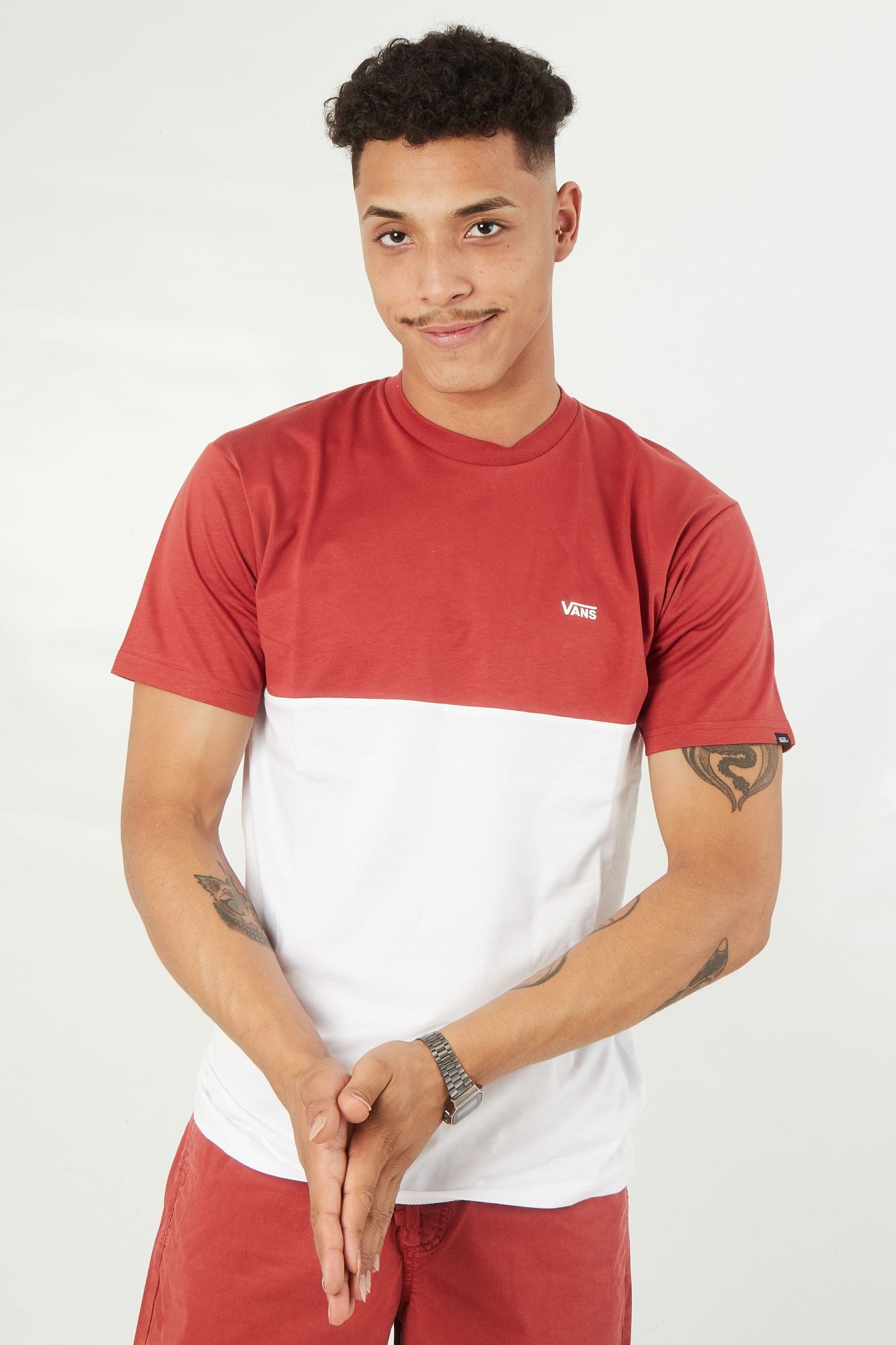 VANS COLORBLOCK TEE en color ROJO (1)