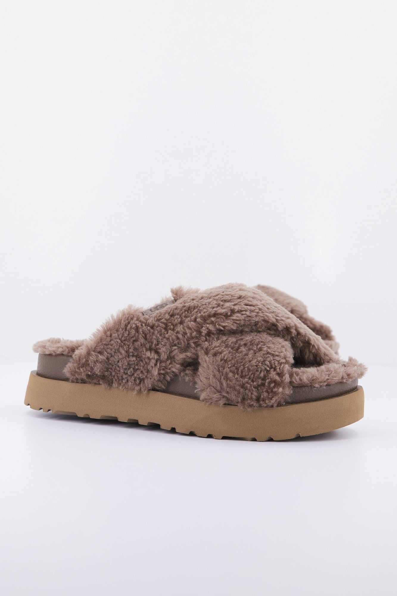 UGG W FUZZ SUGAR CROSS SLIDE en color MARRON (2)