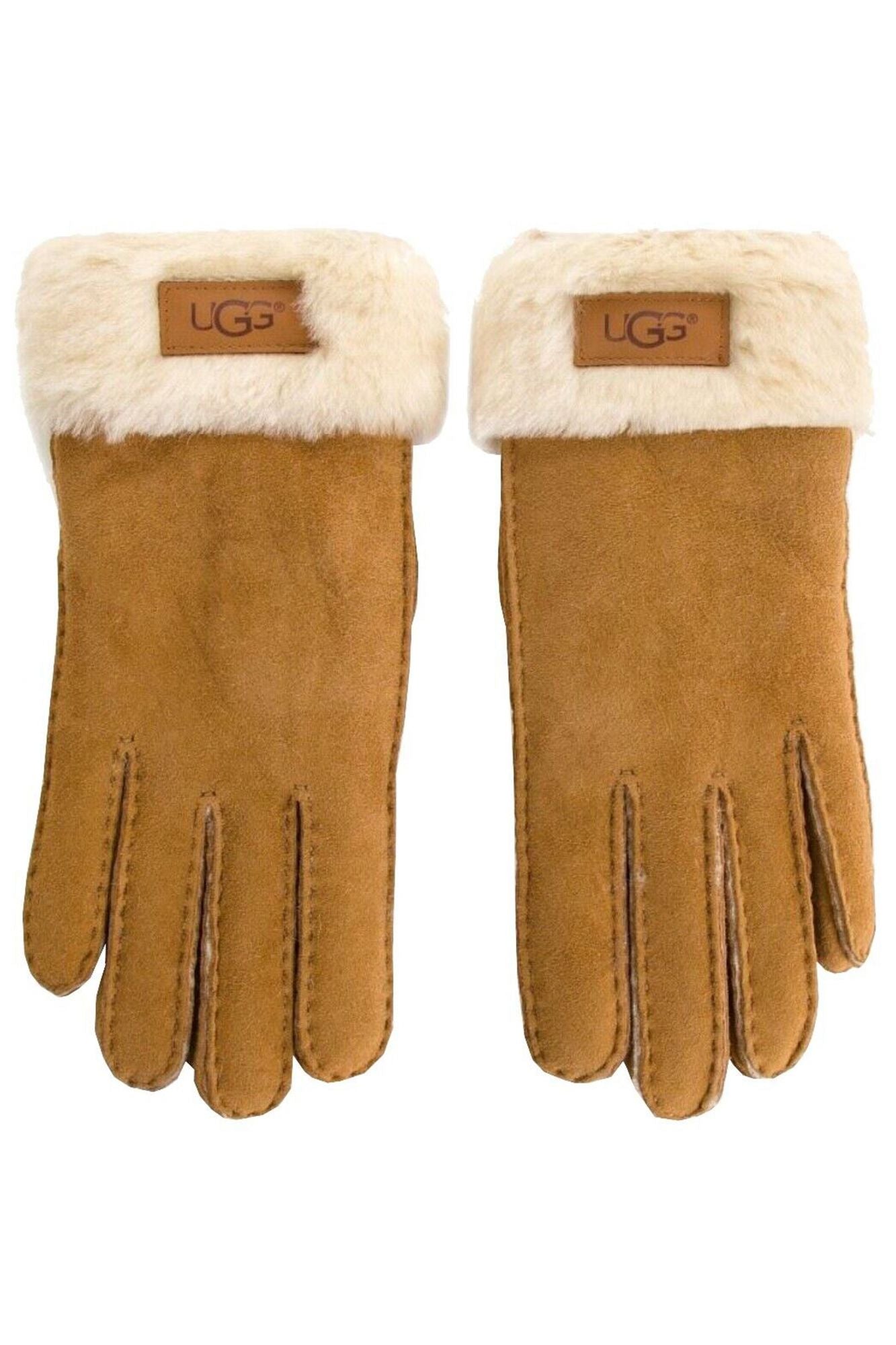 UGG W TURN CUFF GLOVE en color MARRON (1)