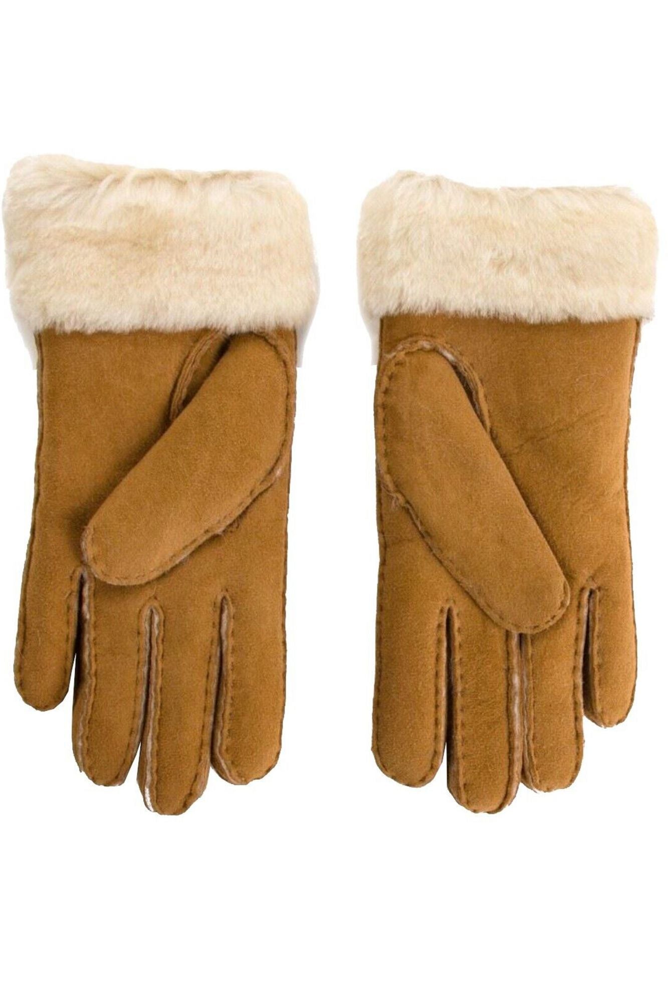 UGG W TURN CUFF GLOVE en color MARRON (2)