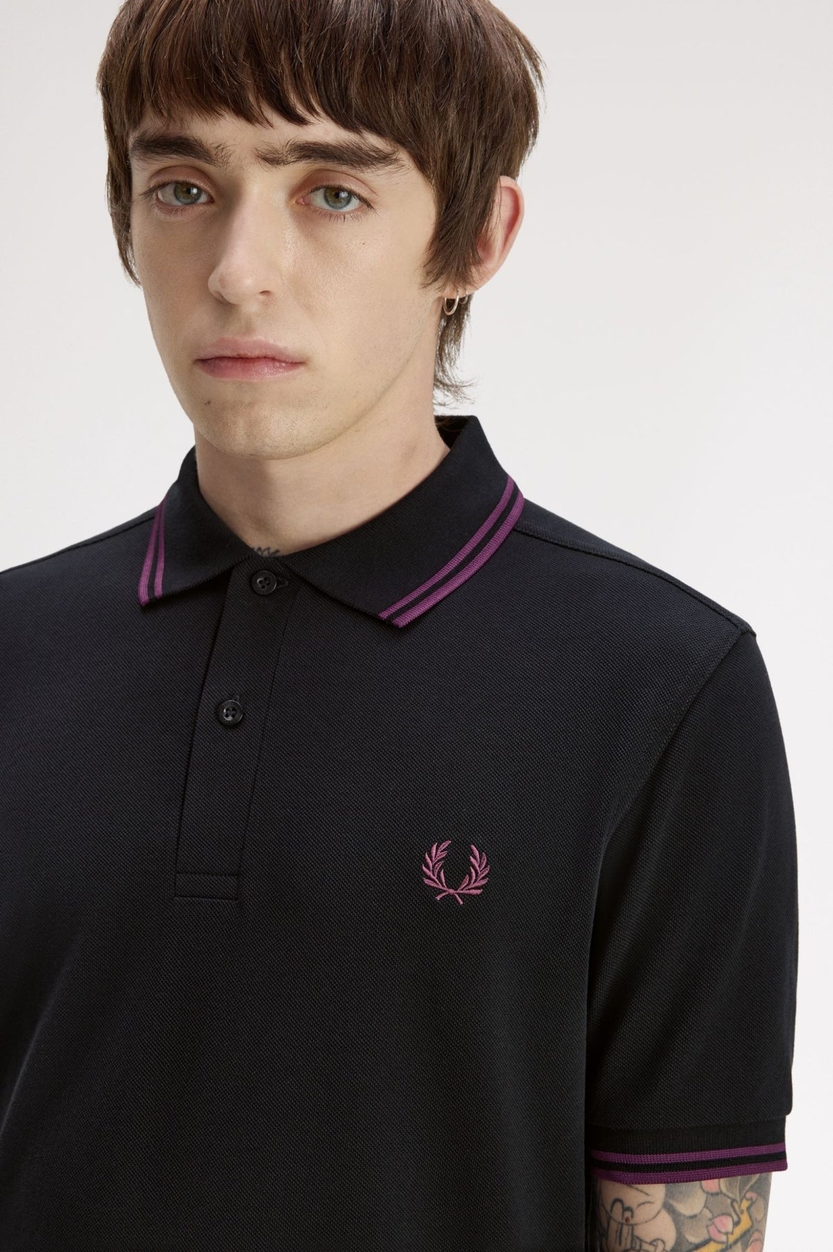 FRED PERRY M3600FP TWIN TIPPED SHIRT en color GRIS (4)