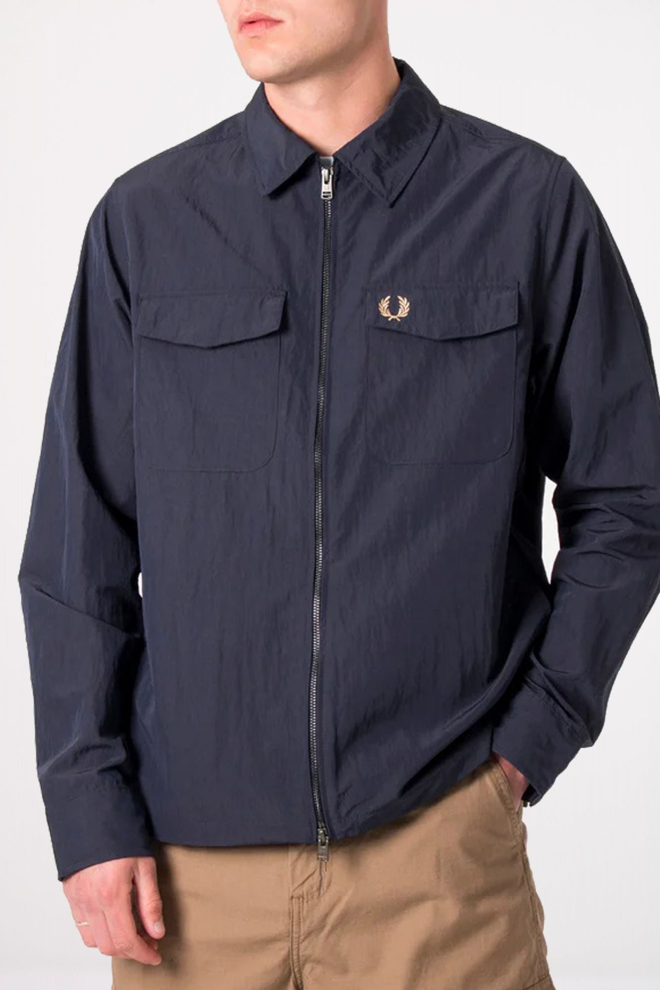 FRED PERRY ZIP THROUGH OVERSHIRT en color AZUL (1)