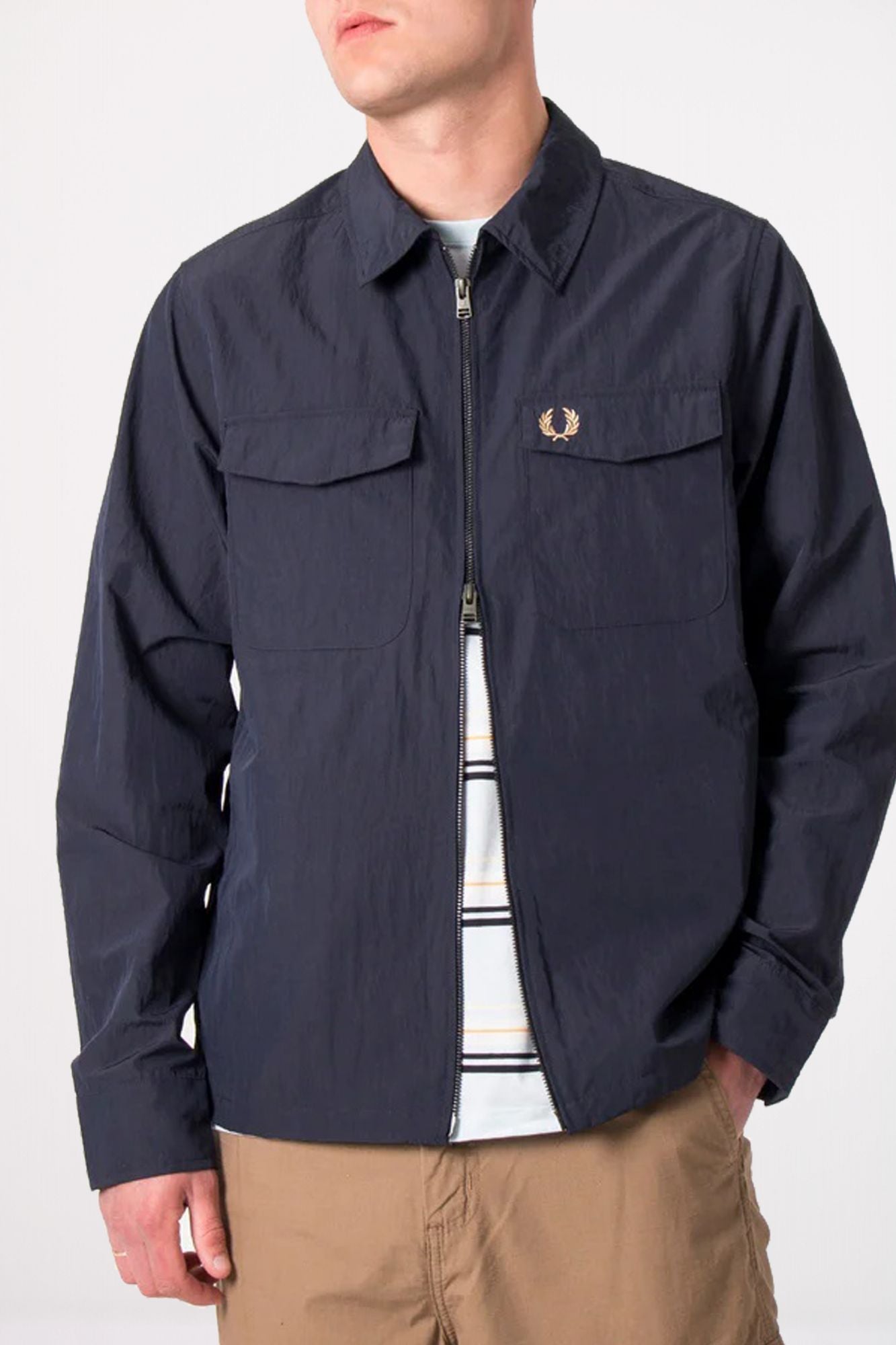 FRED PERRY ZIP THROUGH OVERSHIRT en color AZUL (3)