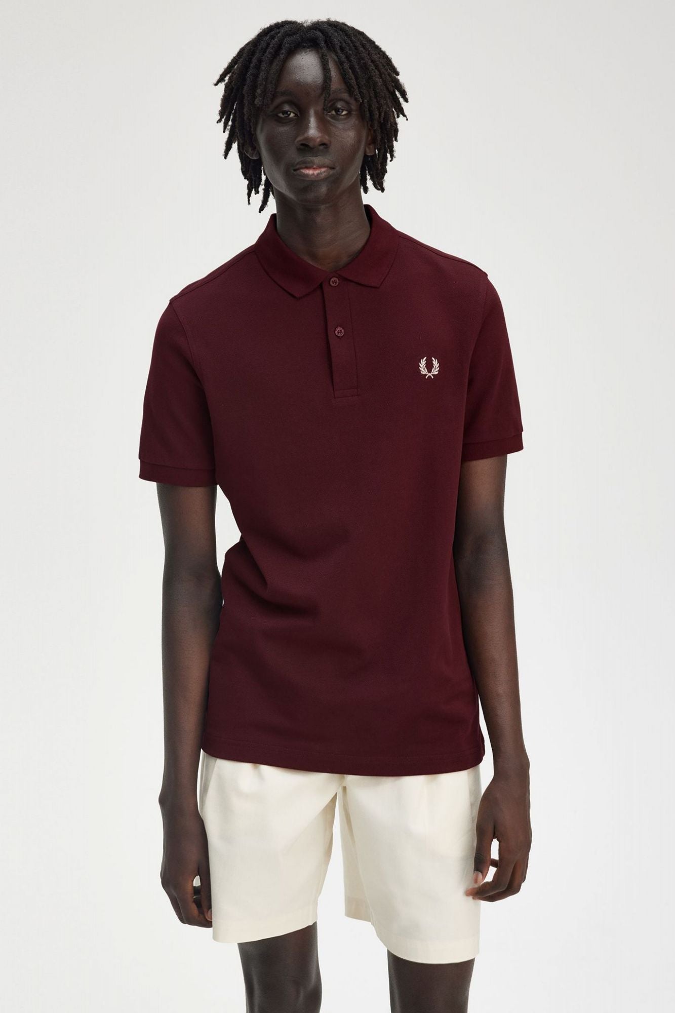FRED PERRY  PLAIN FRED PERRY SHIRT en color BURDEOS (4)