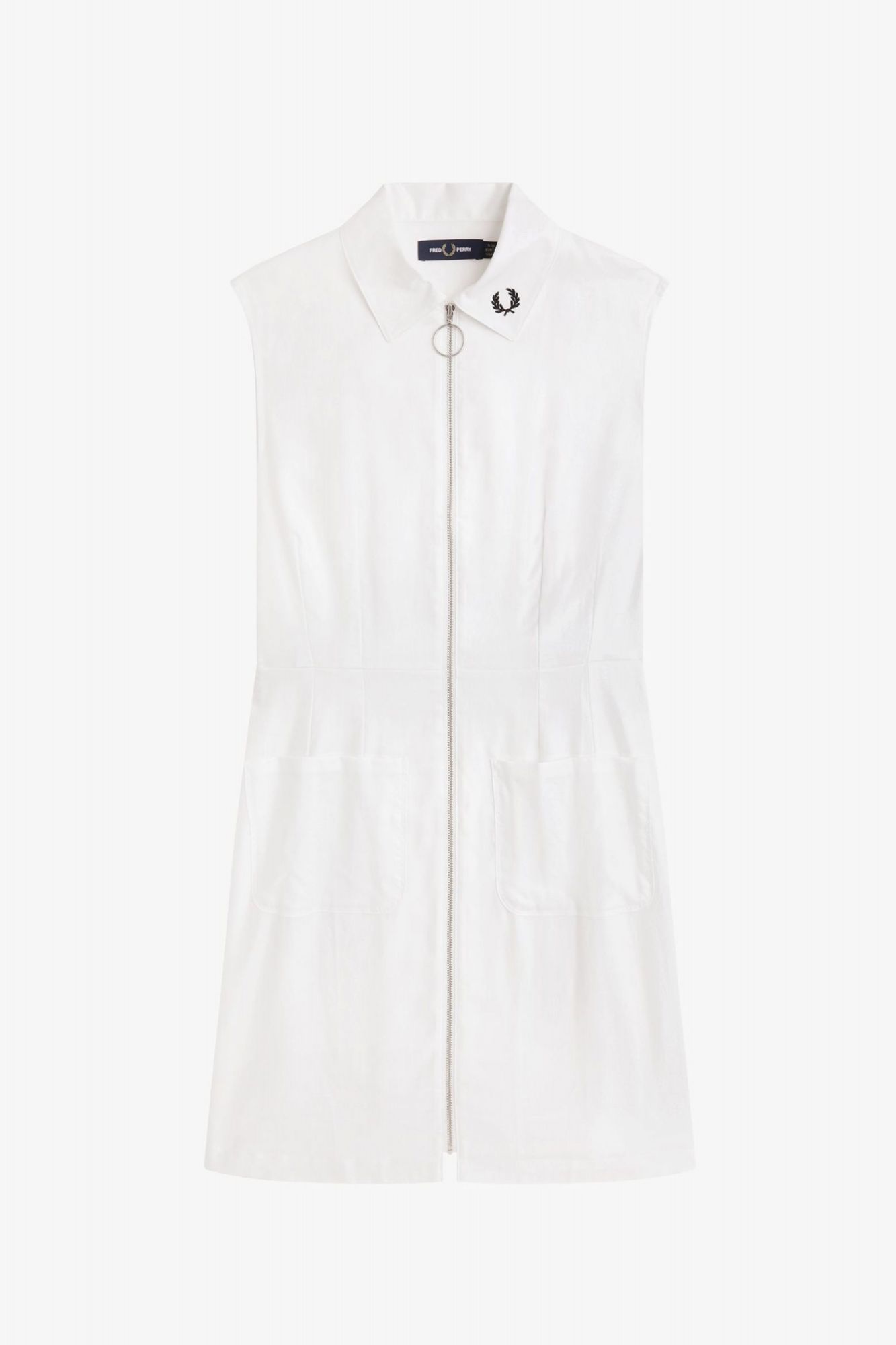 FRED PERRY ZIP-THROUGH SHIRT DRESS en color BLANCO (2)
