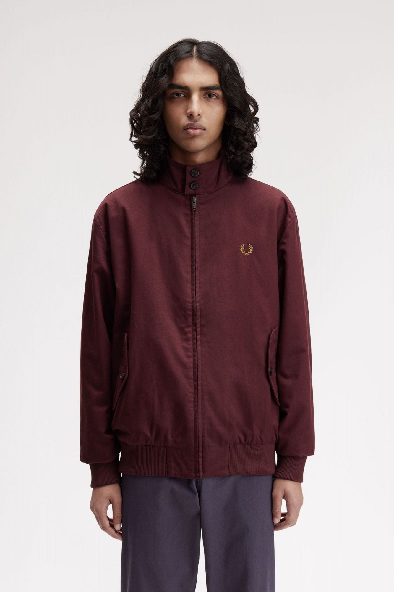 FRED PERRY HARRINGTON JACKET en color BURDEOS (1)