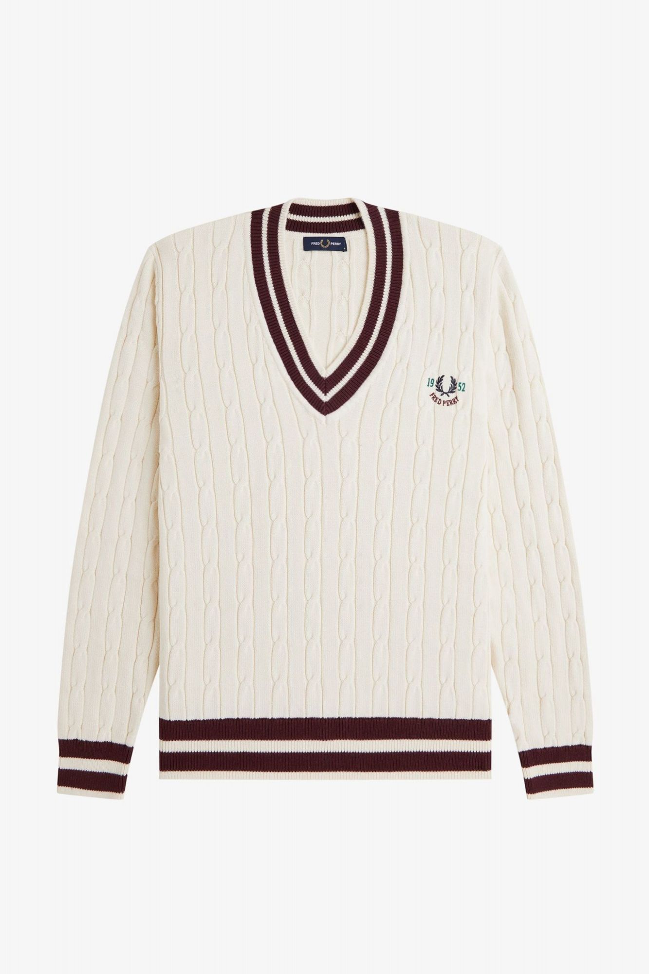 FRED PERRY CABLE KNIT TENNIS JUMPER en color BEIS (2)
