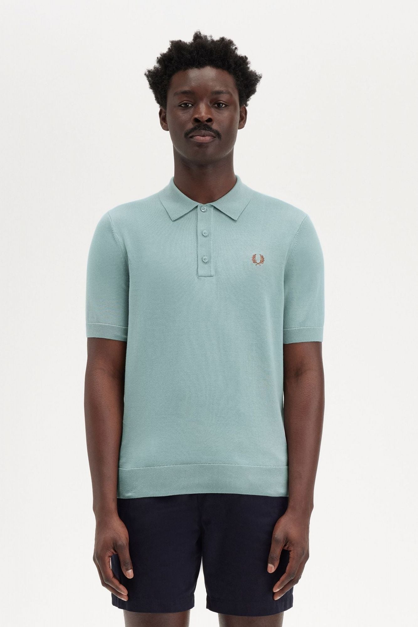 FRED PERRY COTTON KITTED SHIRT en color AZUL (1)