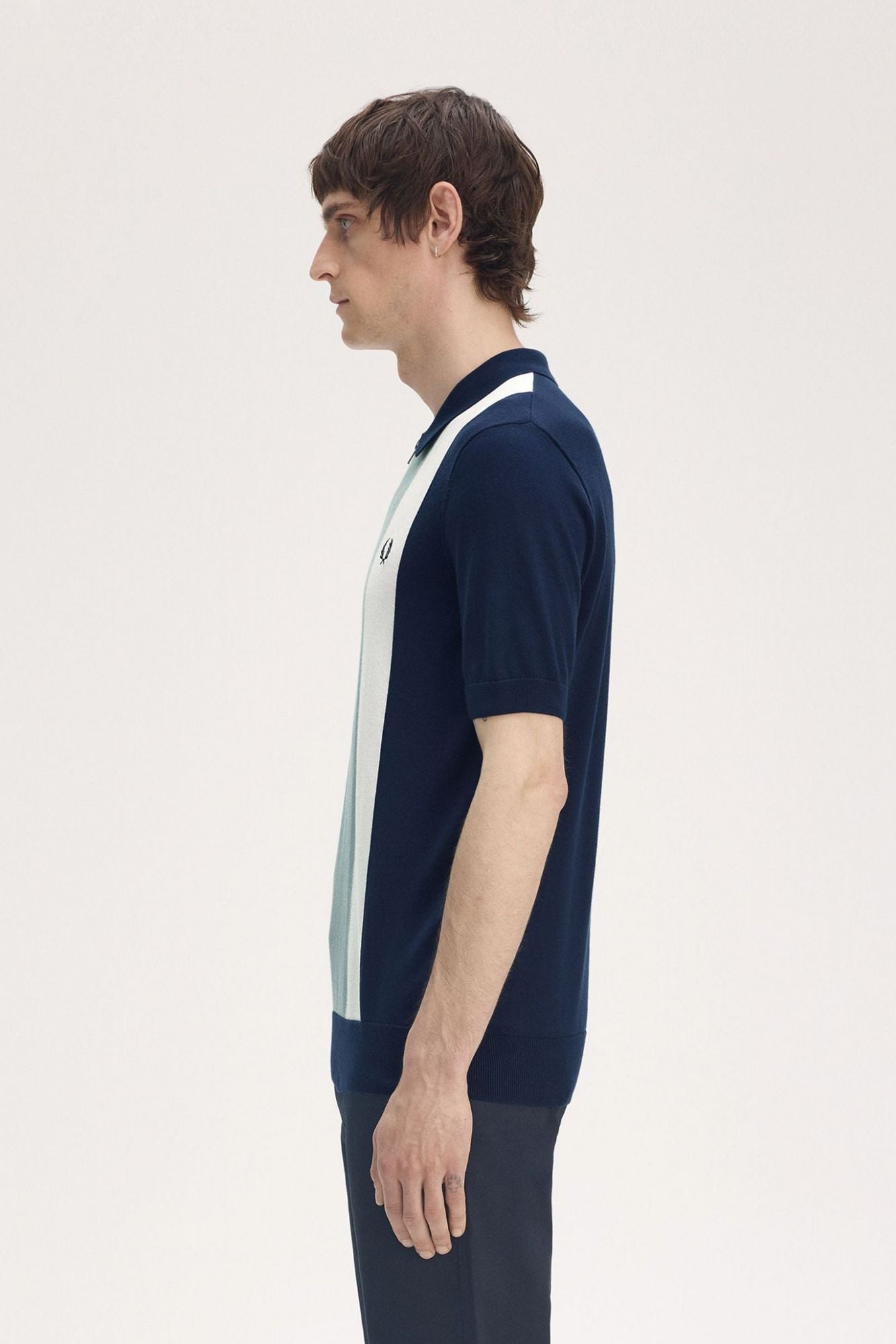 FRED PERRY VERTICAL STRIPE ZIP NECK SH en color AZUL (3)