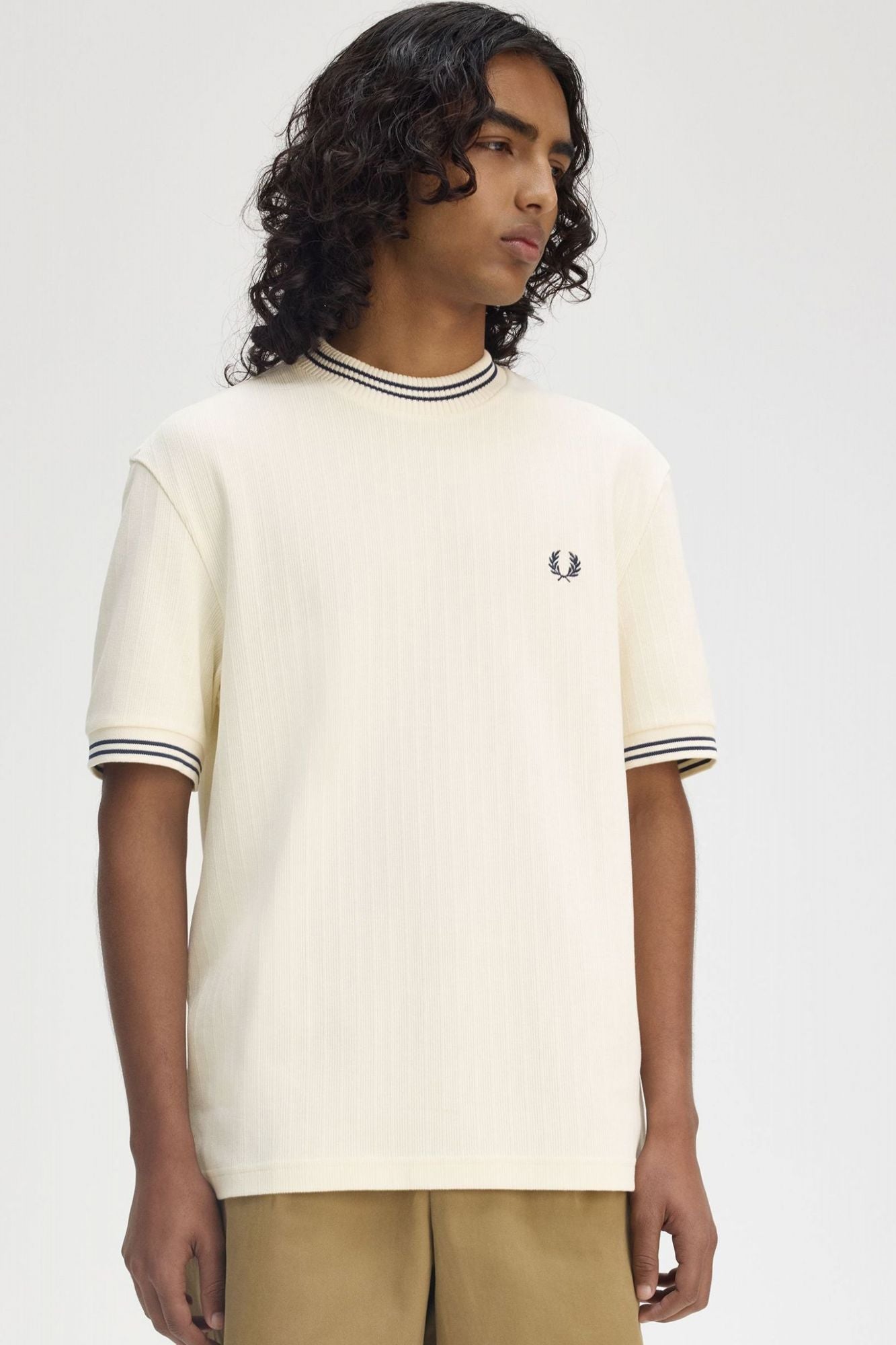 FRED PERRY RIBBED JERSEY T-SHIRT en color BLANCO (4)