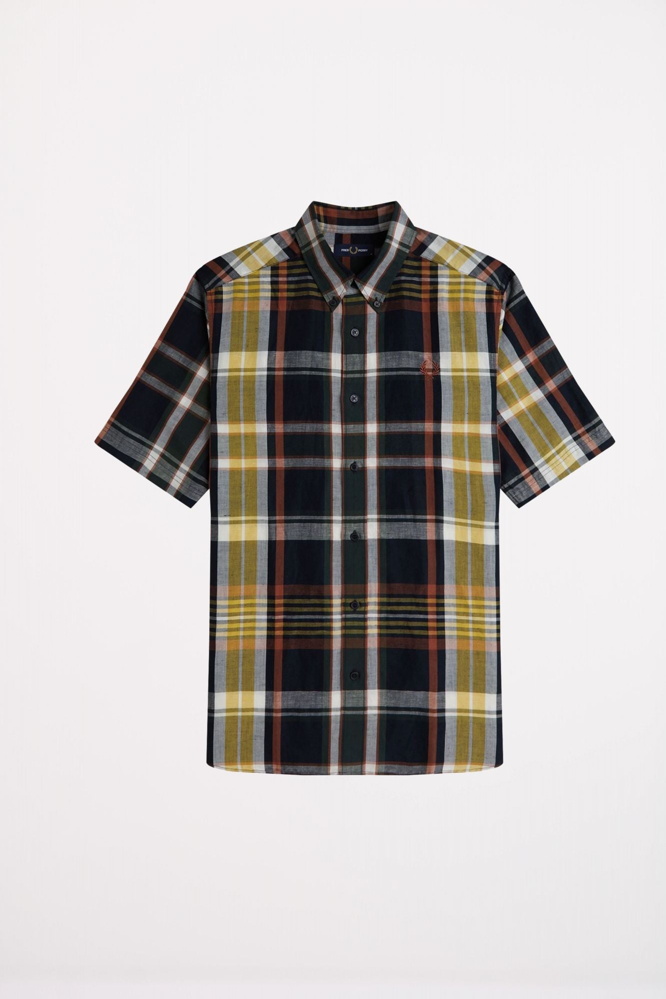 FRED PERRY MADRAS CHECK SHORT SLEEVE S en color AZUL (2)