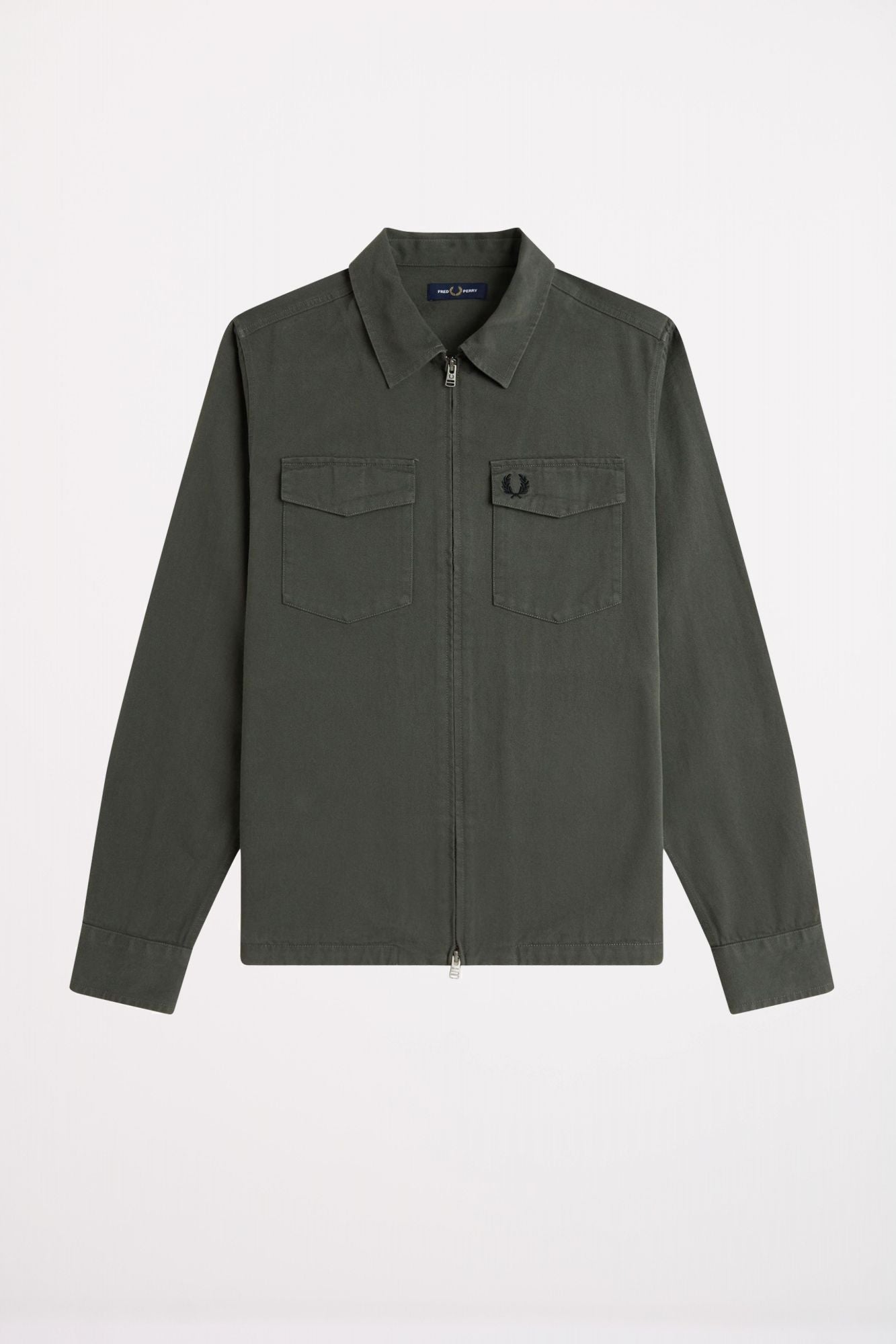 FRED PERRY  TWILL ZIP-THROUGH OVERSHIRT en color VERDE (2)