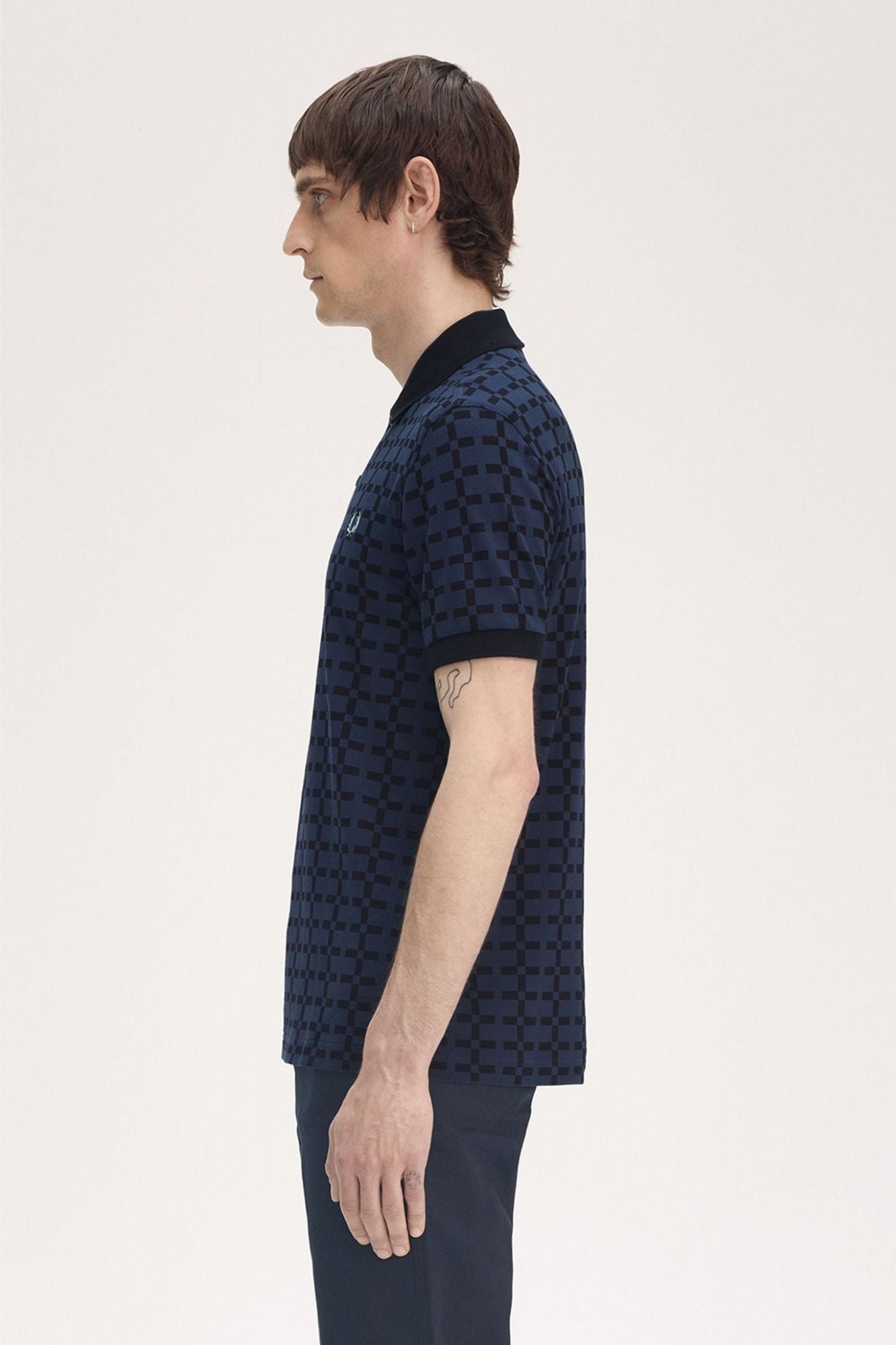 FRED PERRY JACQUARD PRINT POLO SHIRT en color AZUL (3)