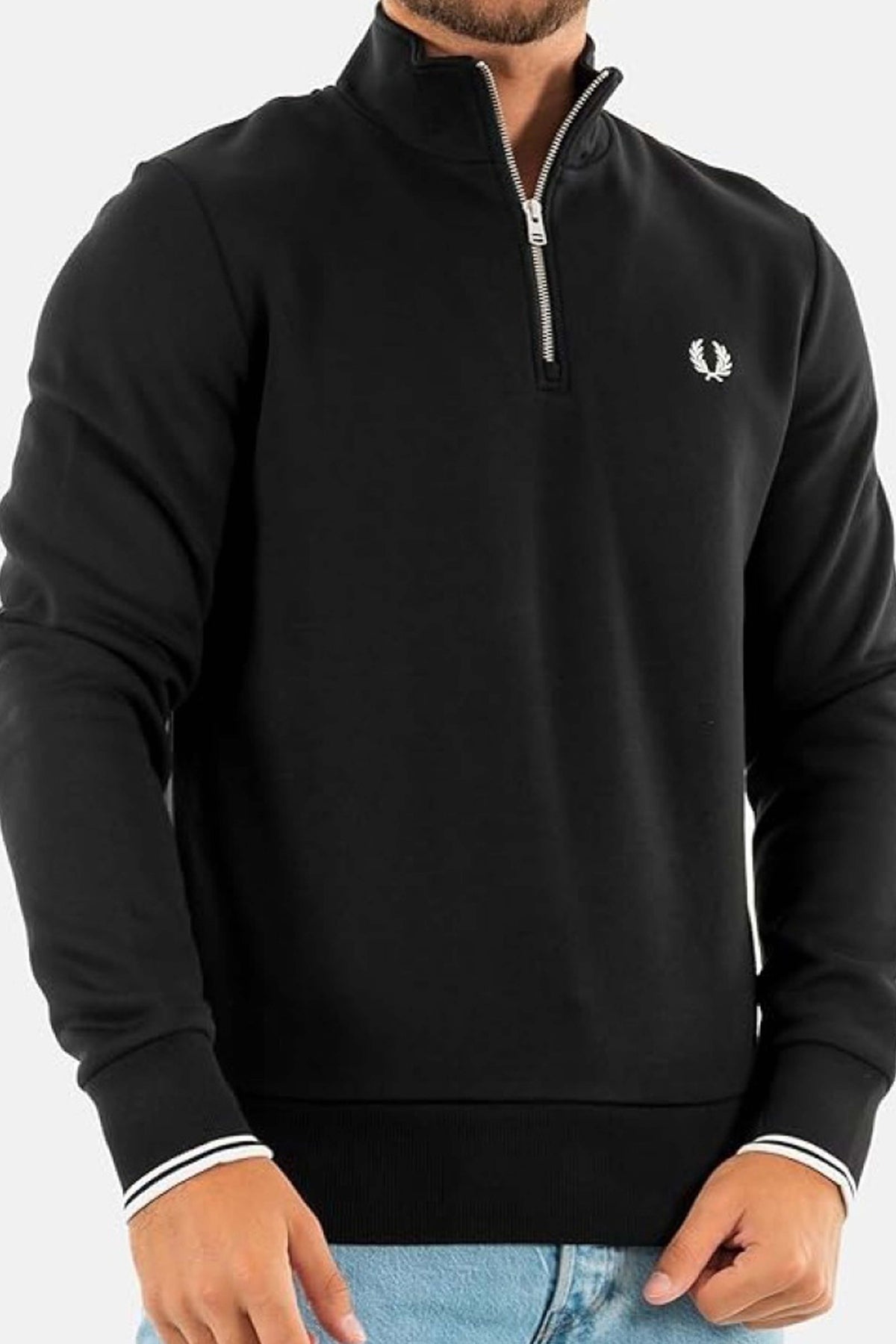 FRED PERRY HALF ZIP SWEATSHIRT en color NEGRO (3)