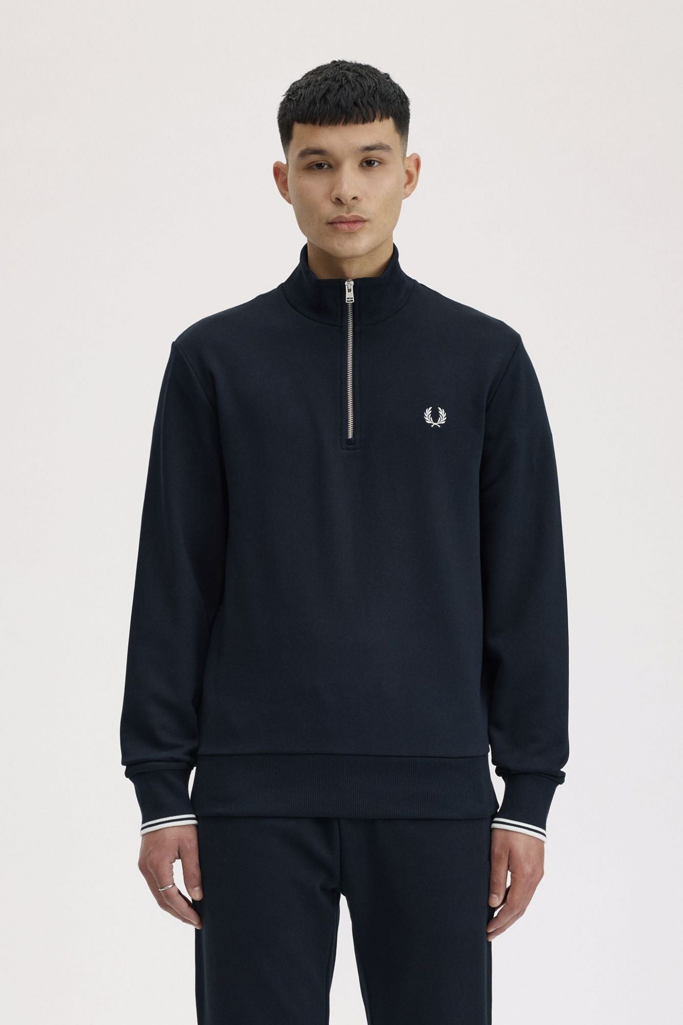 FRED PERRY  HALF ZIP SWEATSHIRT  en color AZUL (1)