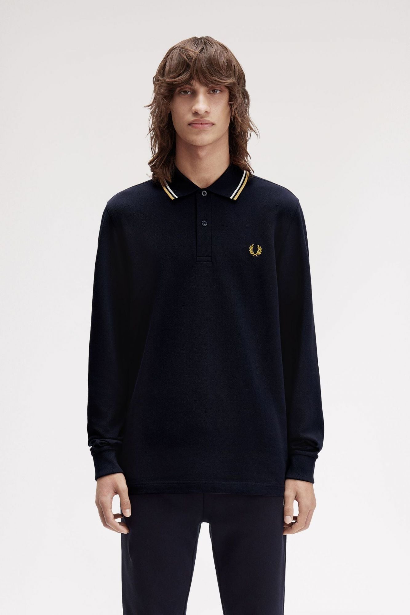 FRED PERRY LS TWIN TIPPED SHIRT en color AZUL (1)
