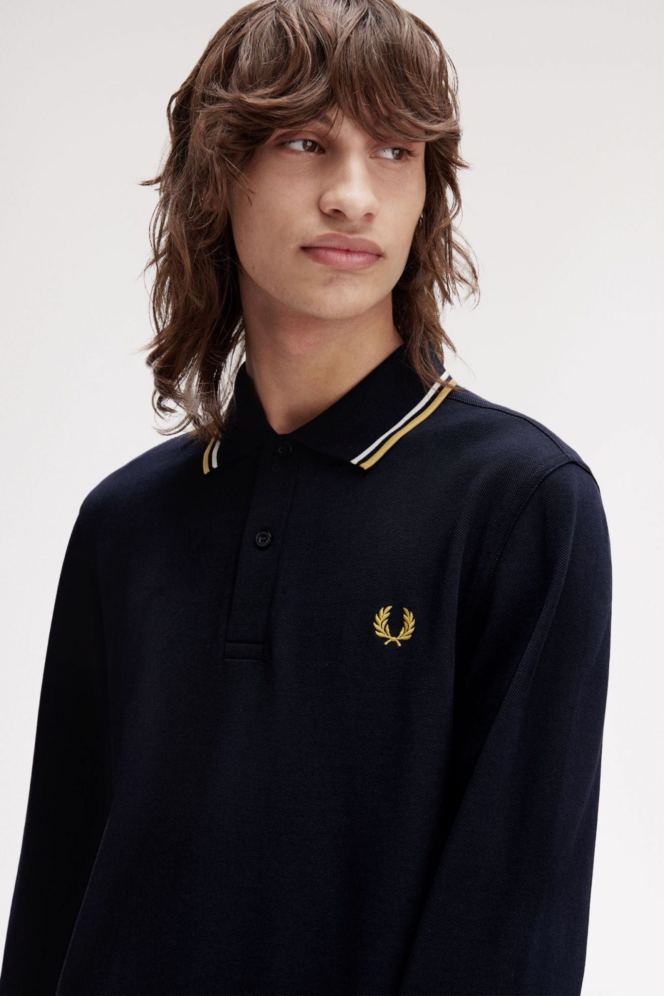 FRED PERRY LS TWIN TIPPED SHIRT en color AZUL (4)