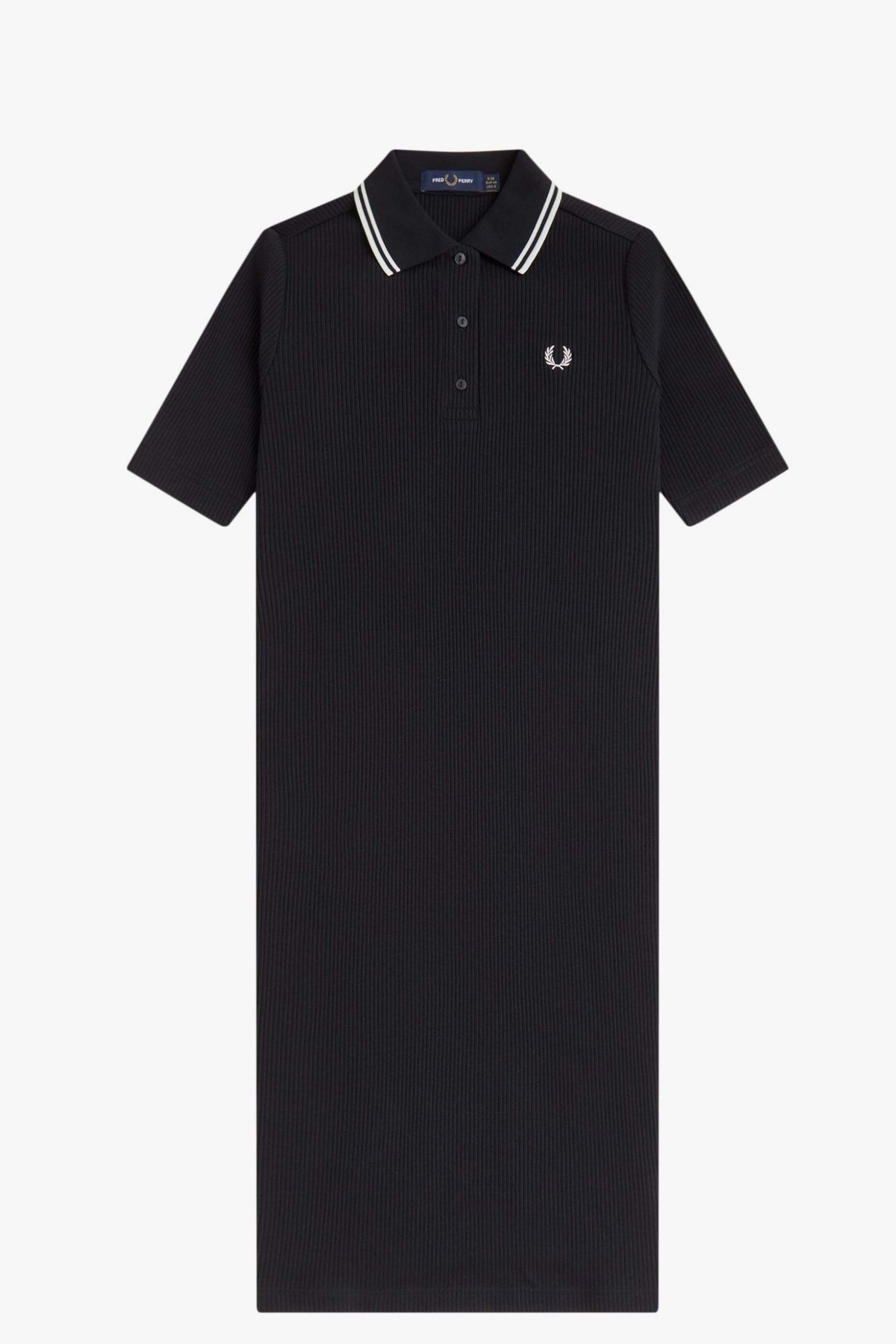 FRED PERRY RIBBED POLO DRESS en color NEGRO (4)