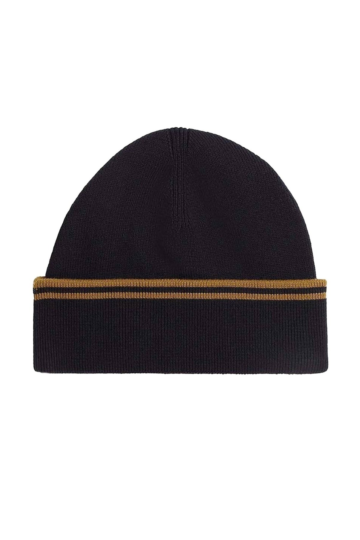 FRED PERRY TWIN TIPPED MERINO WOOL BEANIE en color NEGRO (2)