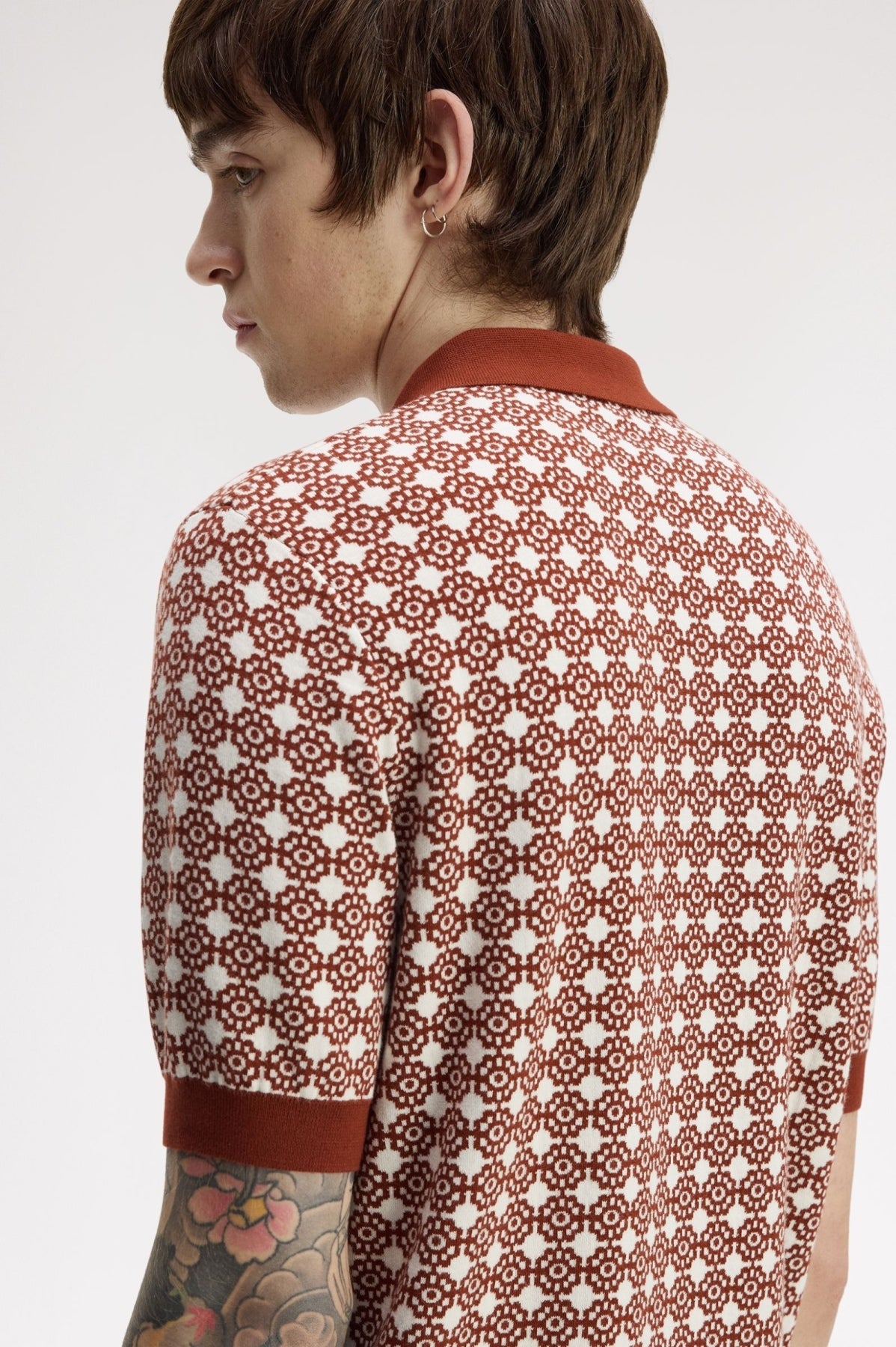 FRED PERRY FLORAL JACQUARD SHIRT en color MARRON (3)