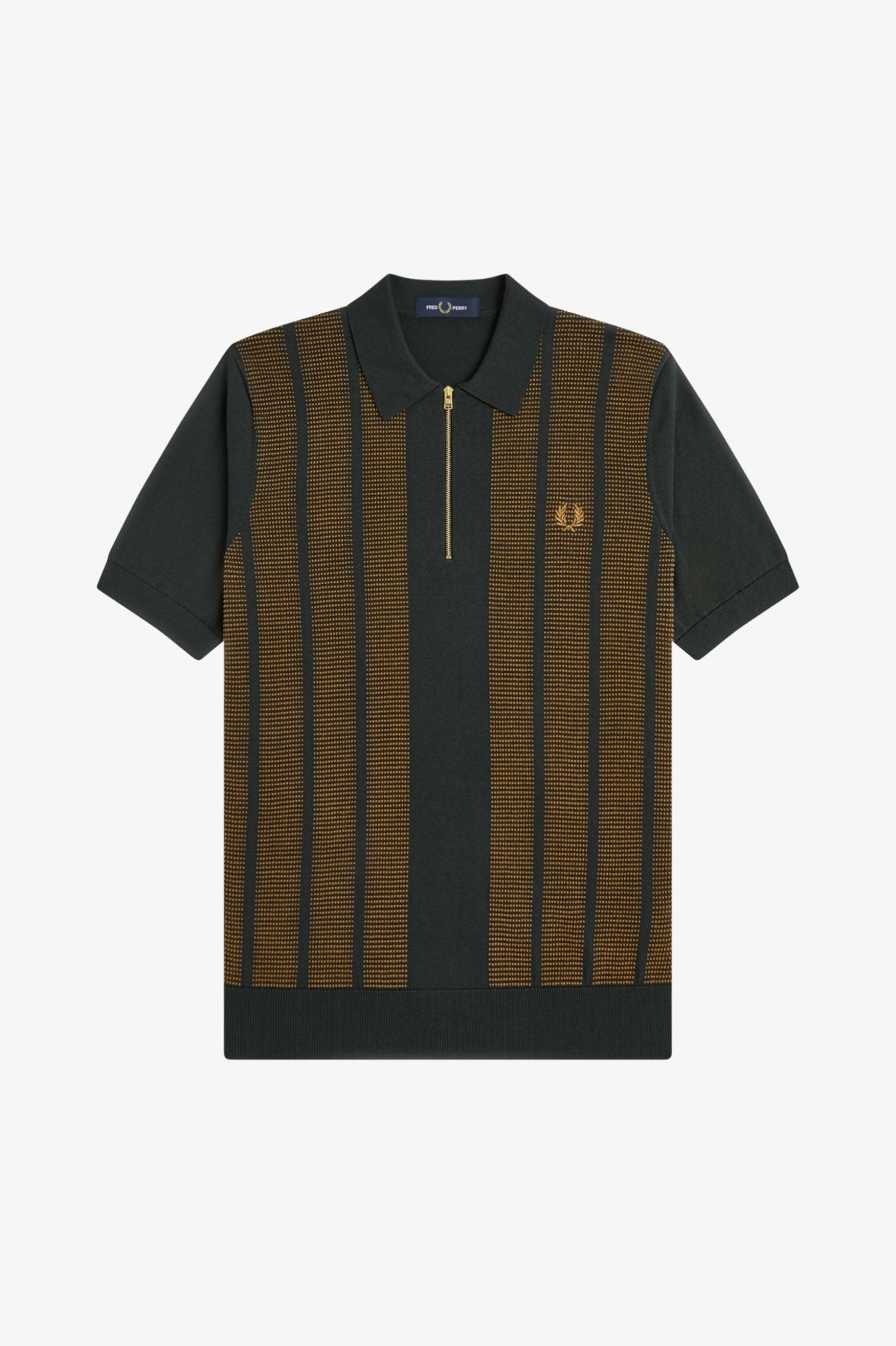 FRED PERRY TEXTURED PANEL KNITTED SHIRT K3306FP en color VERDE (3)