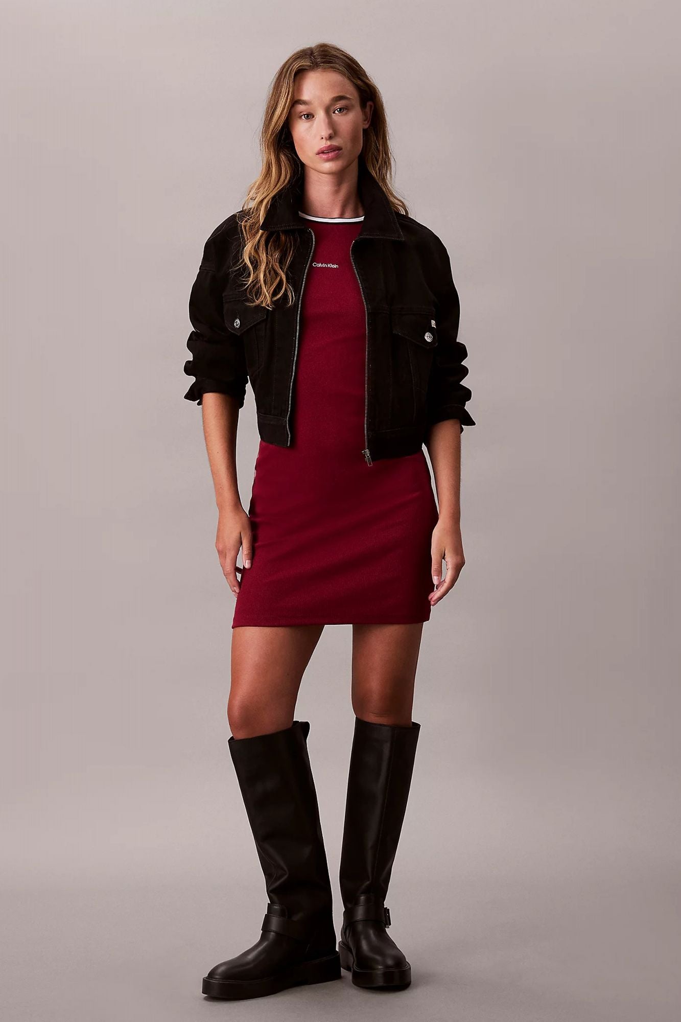 CALVIN KLEIN SS COLOR BLOCK COTTON RI en color BURDEOS (4)