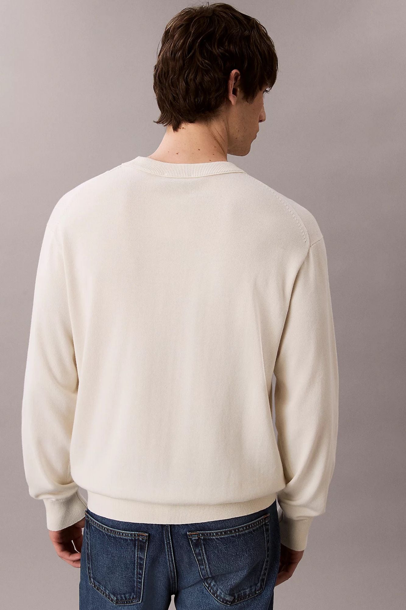 CALVIN KLEIN LS EZ COTTON CREWNECK SWEATER en color BLANCO (2)