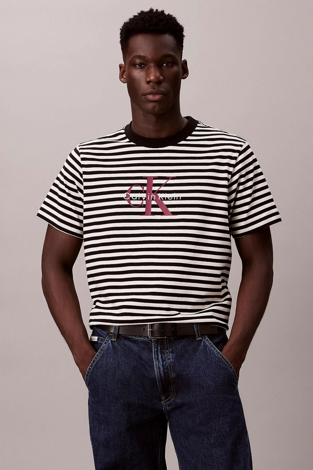 CALVIN KLEIN SS 20S STRIPE JERSEY MON en color NEGRO (1)