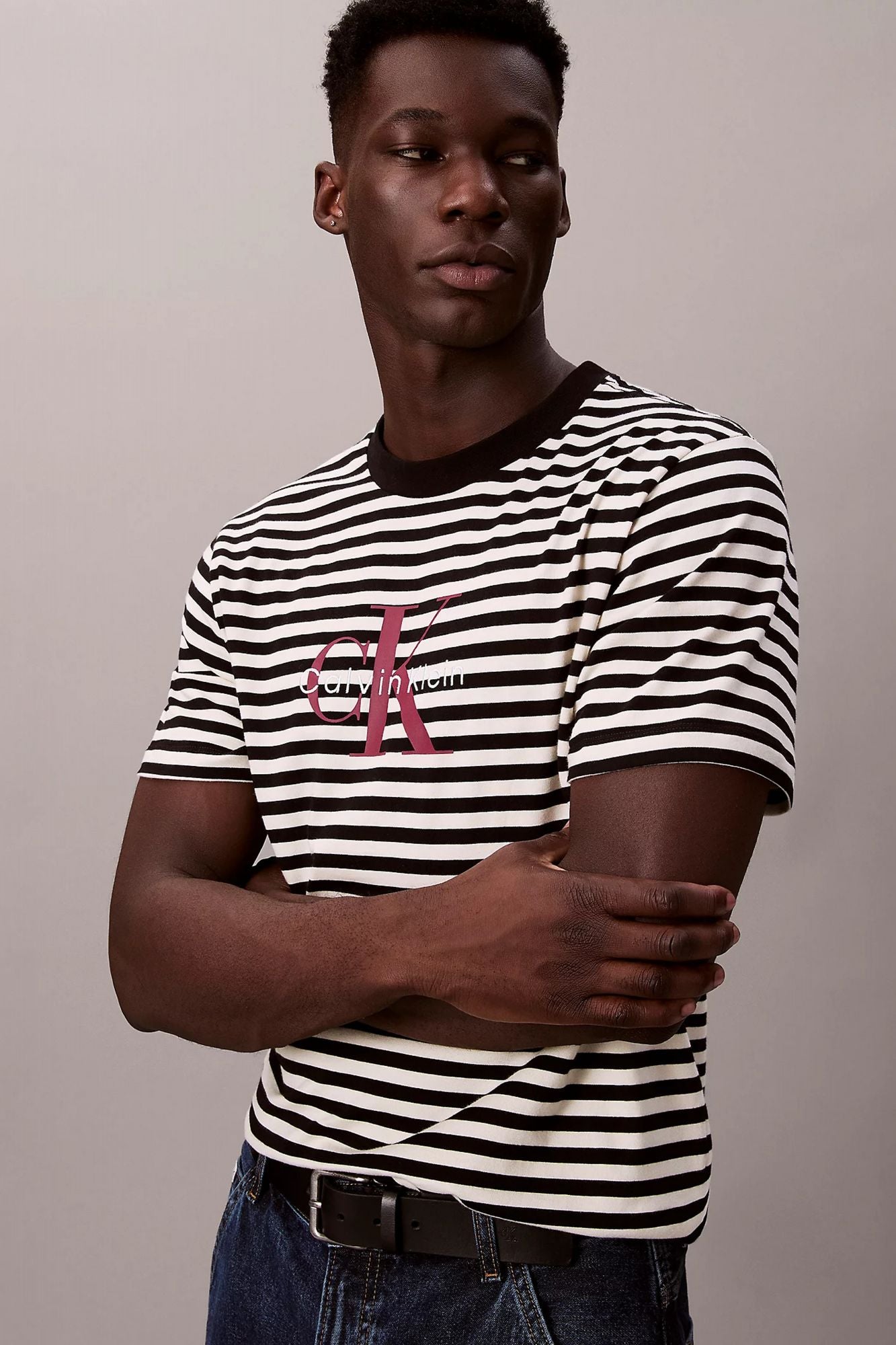 CALVIN KLEIN SS 20S STRIPE JERSEY MON en color NEGRO (3)