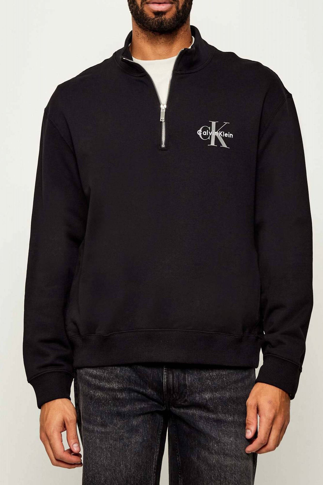 CALVIN KLEIN MICRO MONOGRAM ZIP SWEATSHIRT en color NEGRO (1)