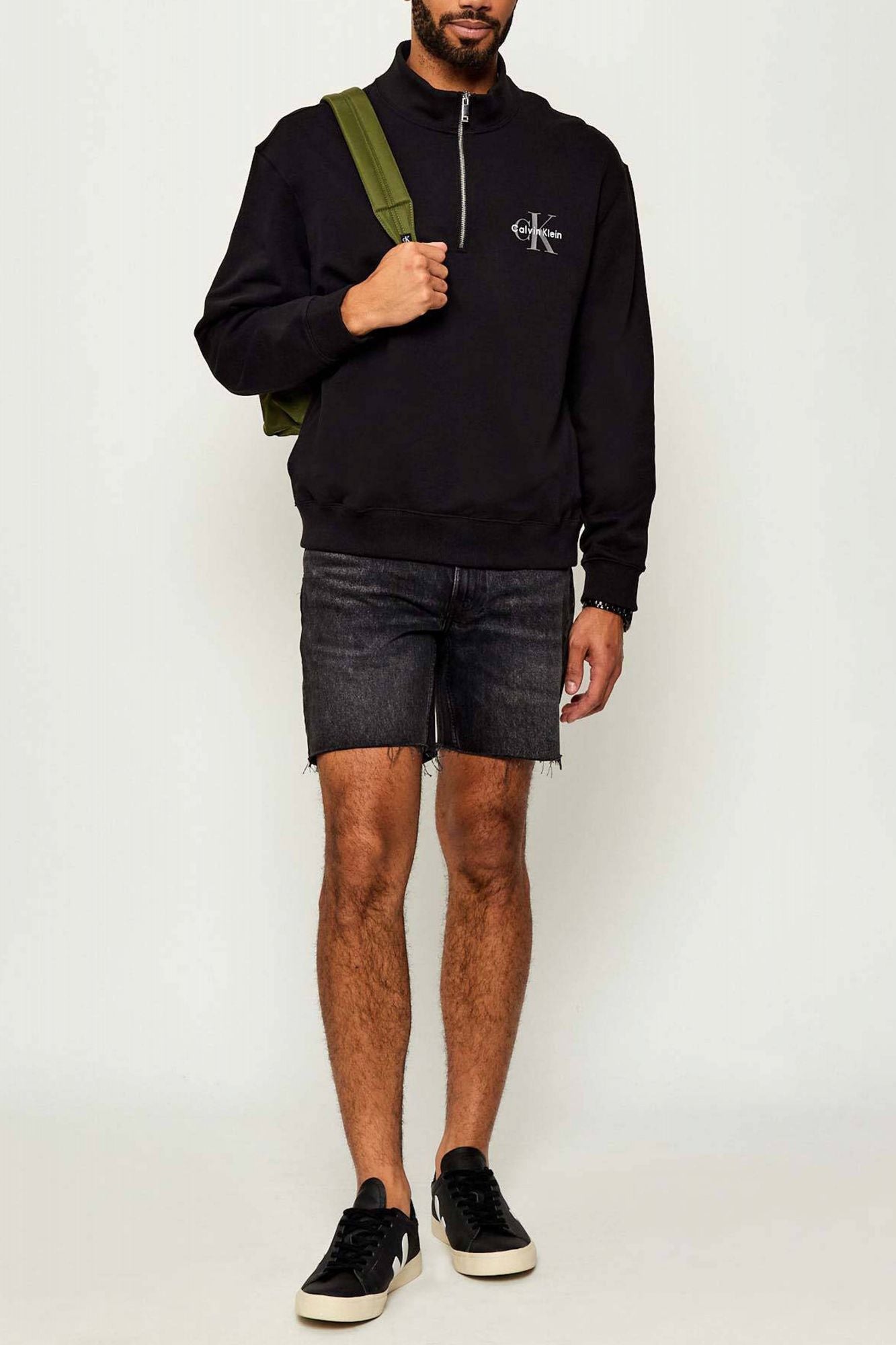 CALVIN KLEIN MICRO MONOGRAM ZIP SWEATSHIRT en color NEGRO (4)
