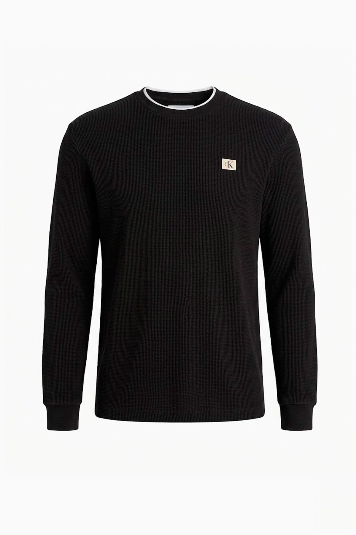 CALVIN KLEIN LV040EM217 LS WAFFLE BADGE CREWNK T en color NEGRO (1)